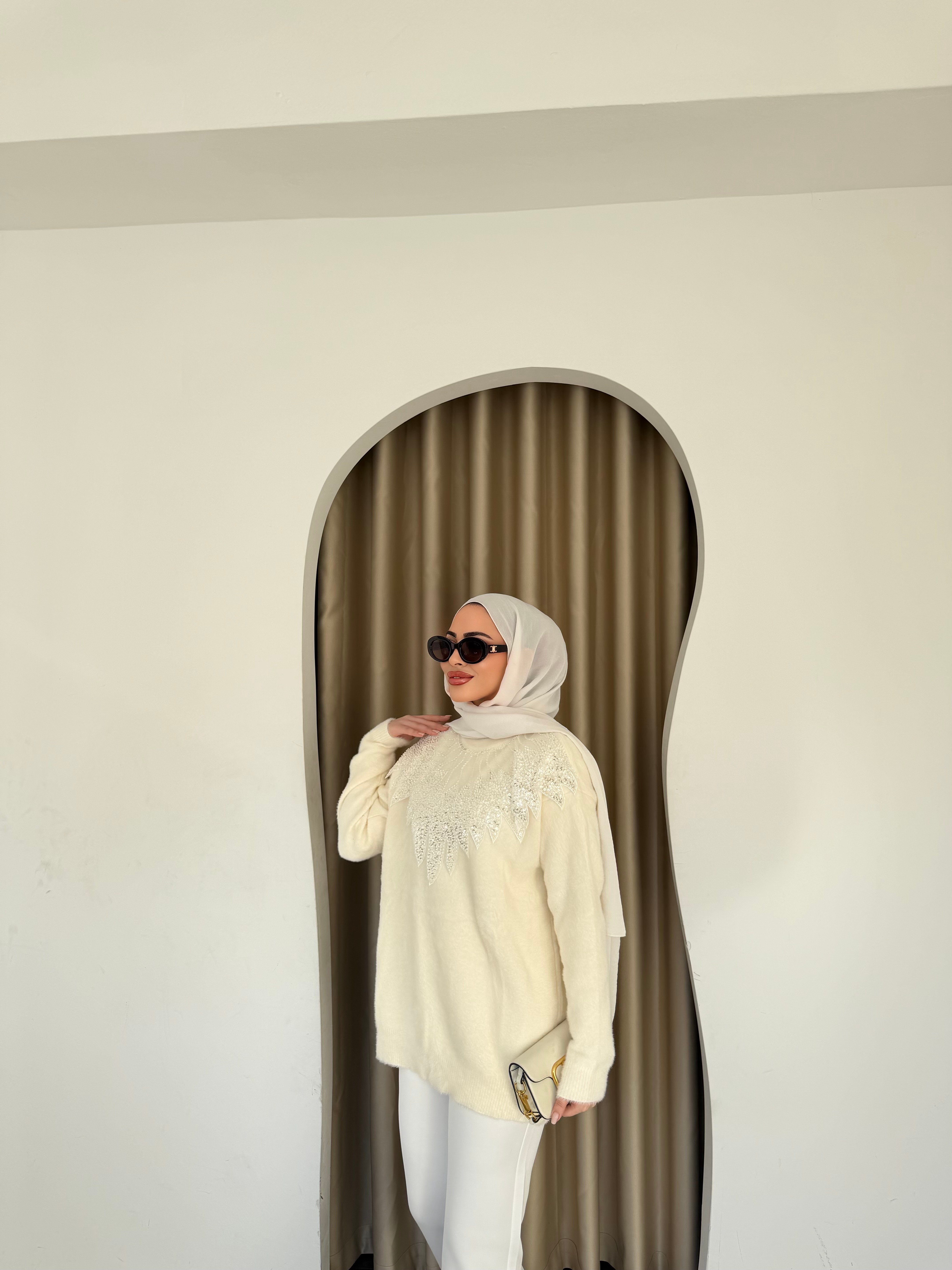 Tasarım Angora Kazak - Ekru 