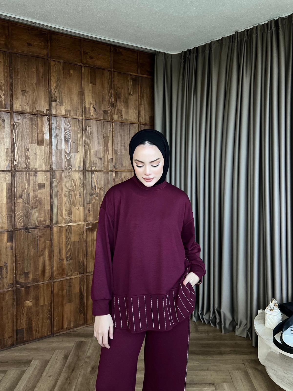 Taşlı Oysh Takım - Mürdüm