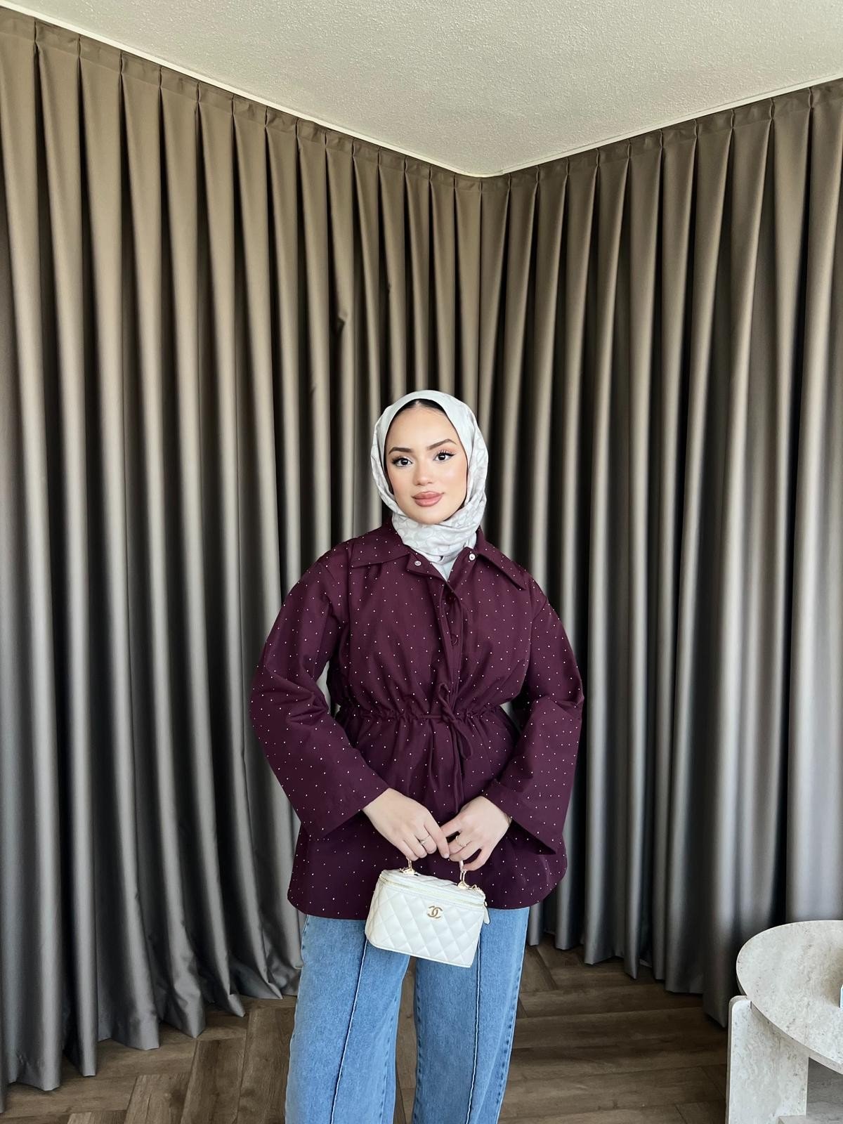 Taşlı Trenç - Mürdüm