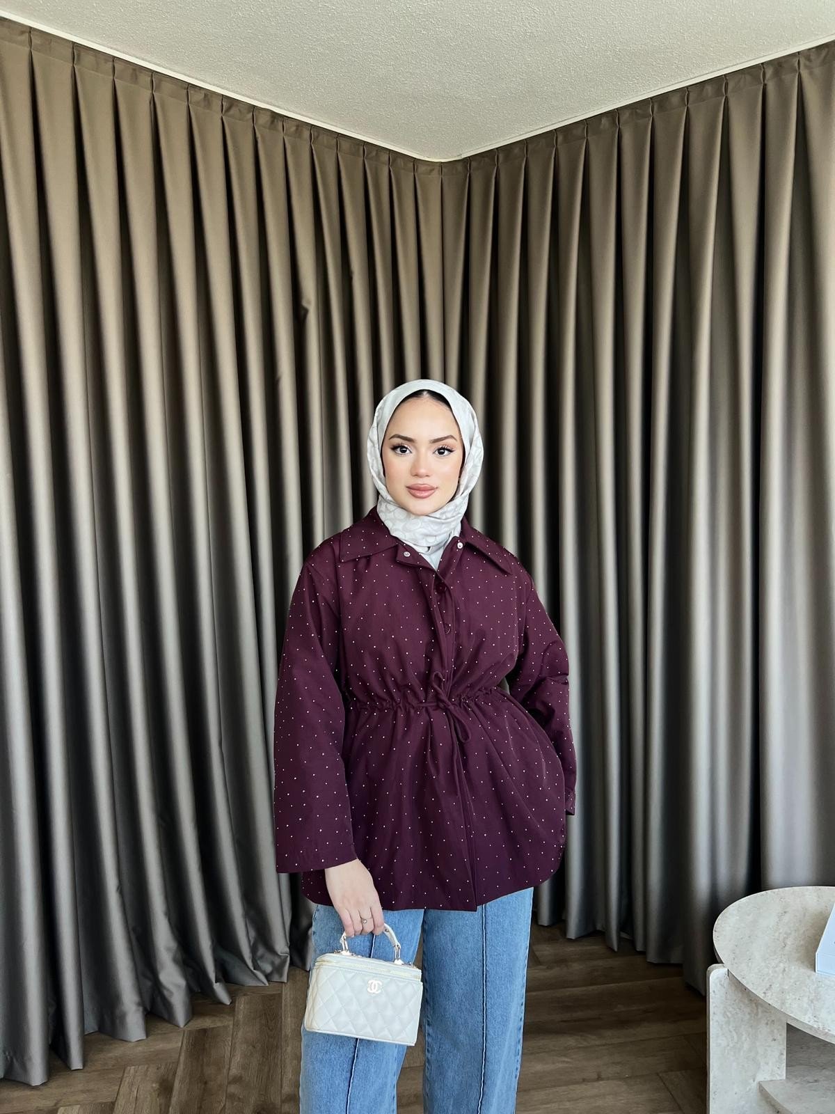 Taşlı Trenç - Mürdüm