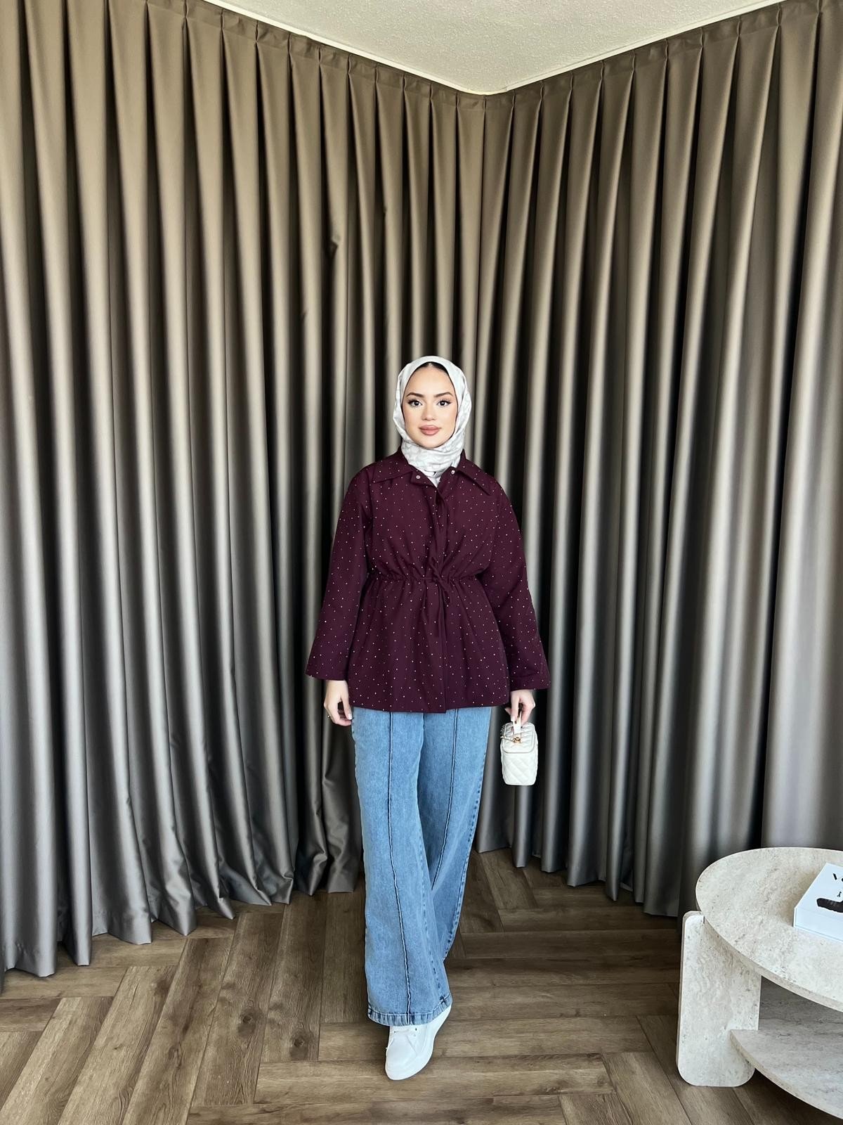 Taşlı Trenç - Mürdüm