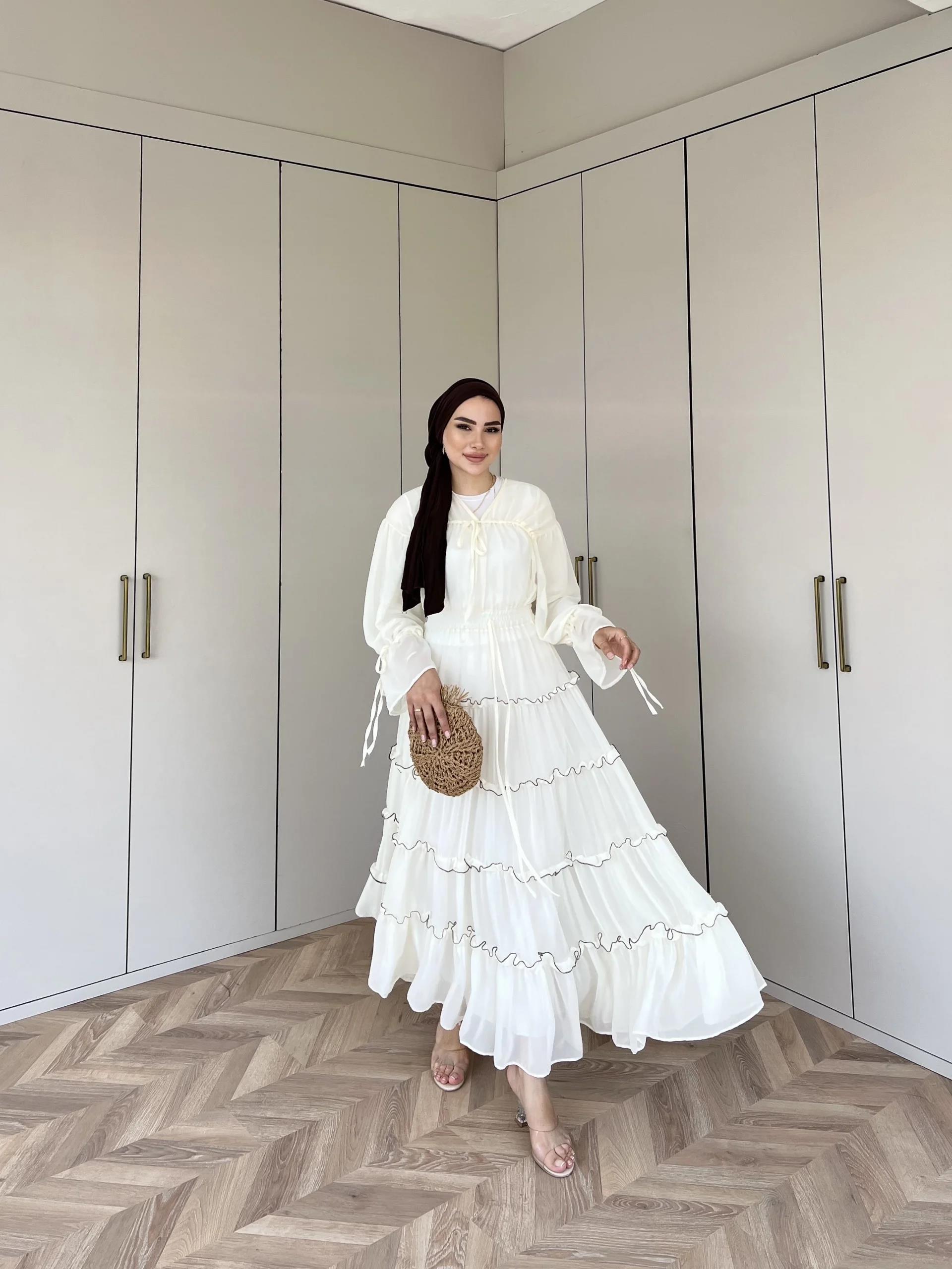 Ümma Şifon  Elbise -Krem