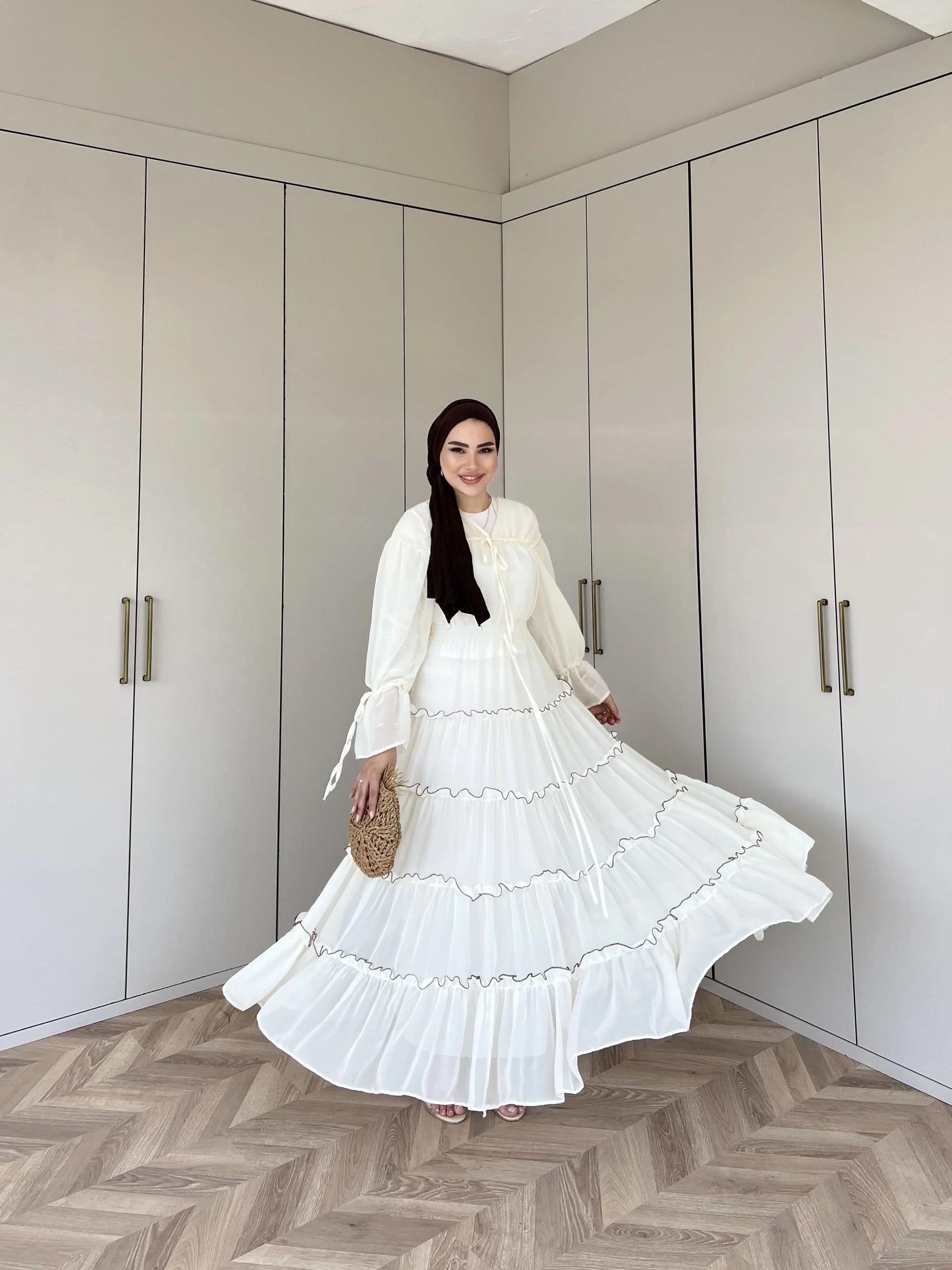 Ümma Şifon  Elbise -Krem