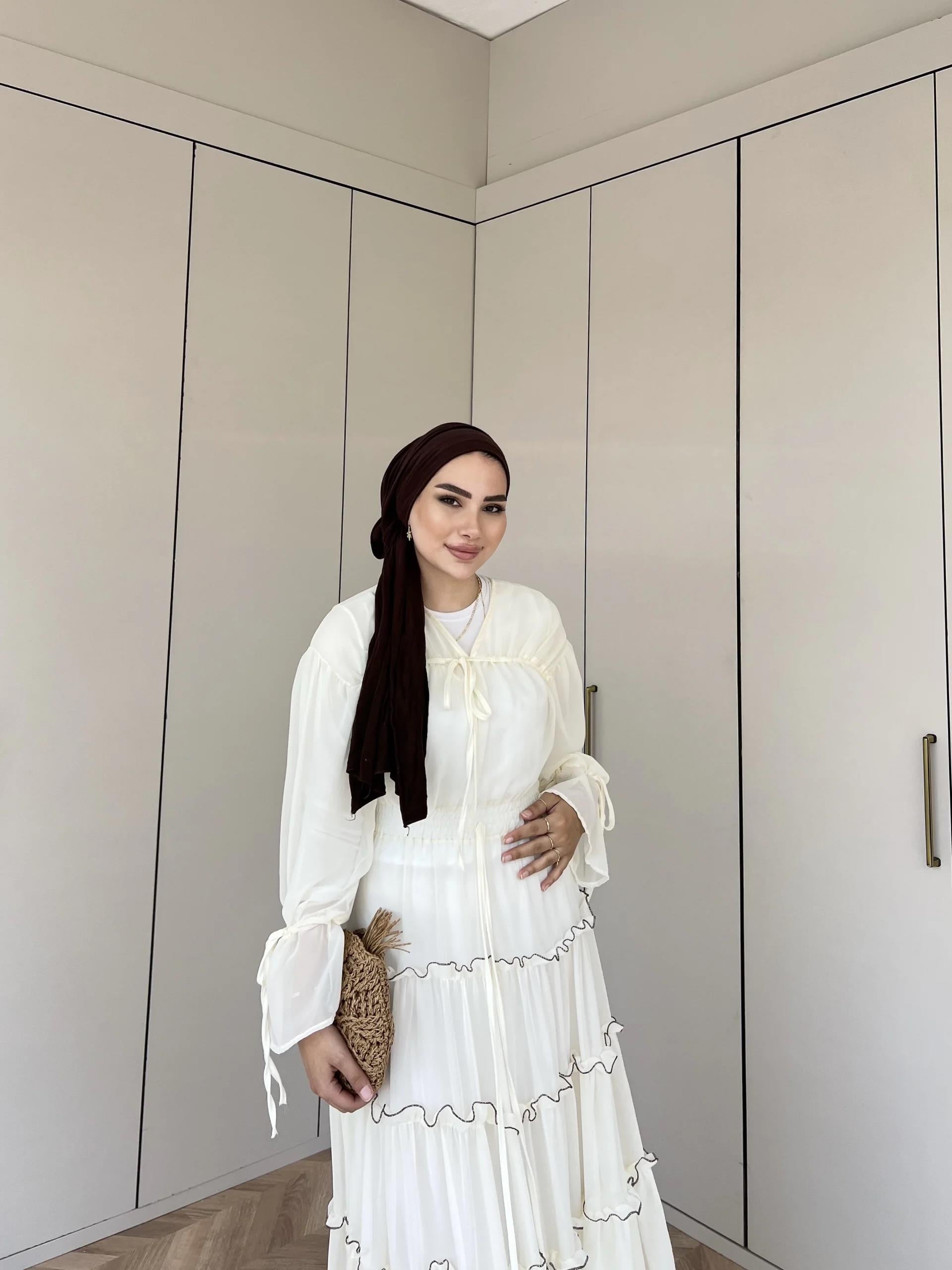 Ümma Şifon  Elbise -Krem