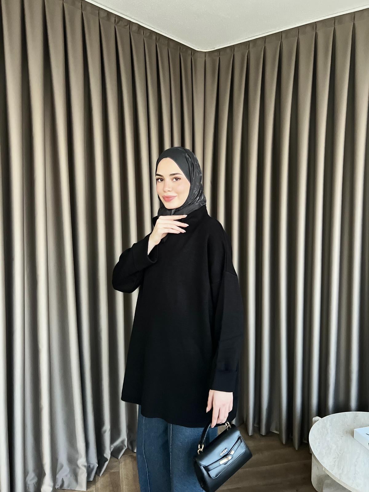 V Triko Kazak - Siyah