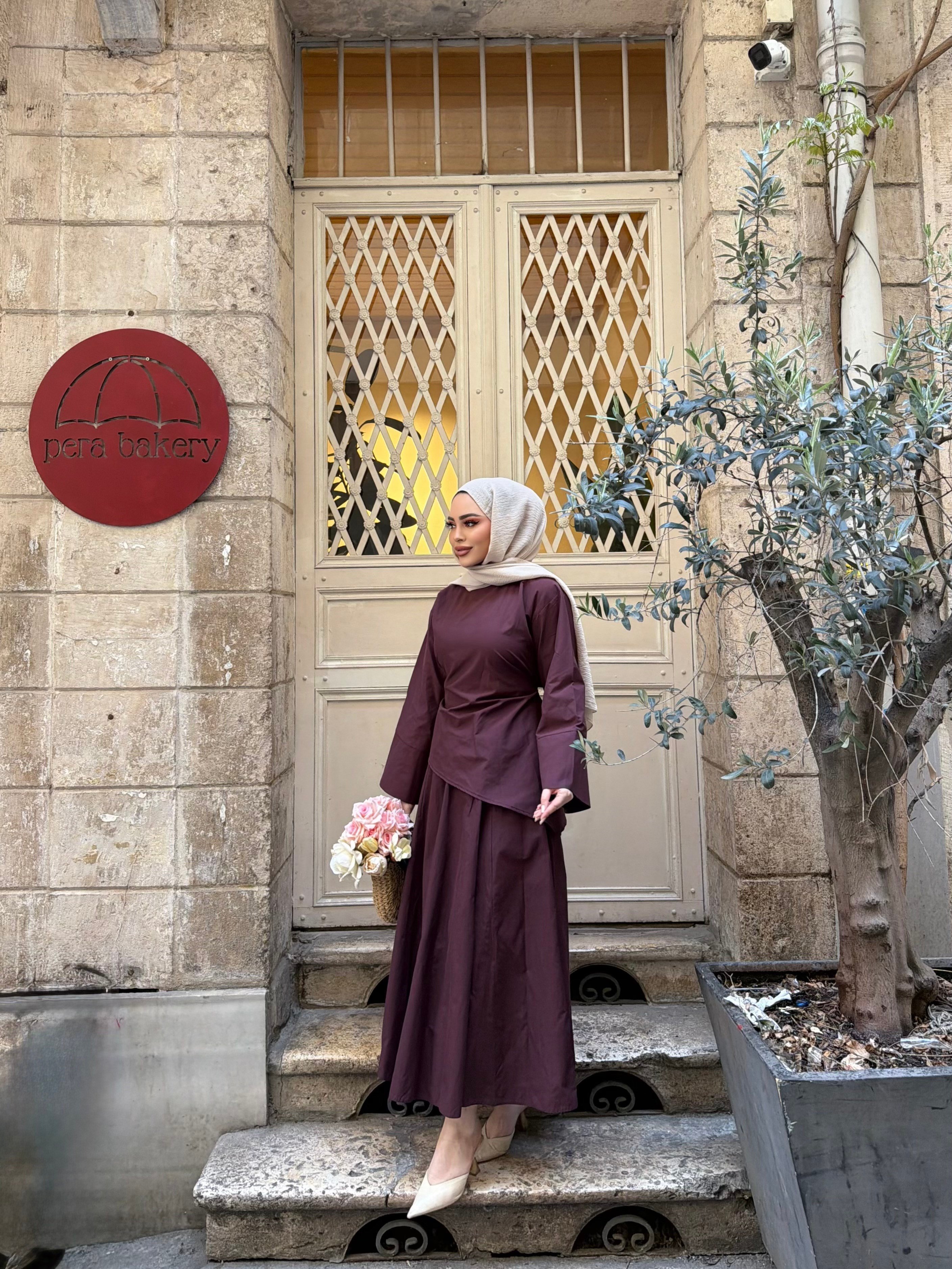 Yalın Etekli Takım - Mürdüm