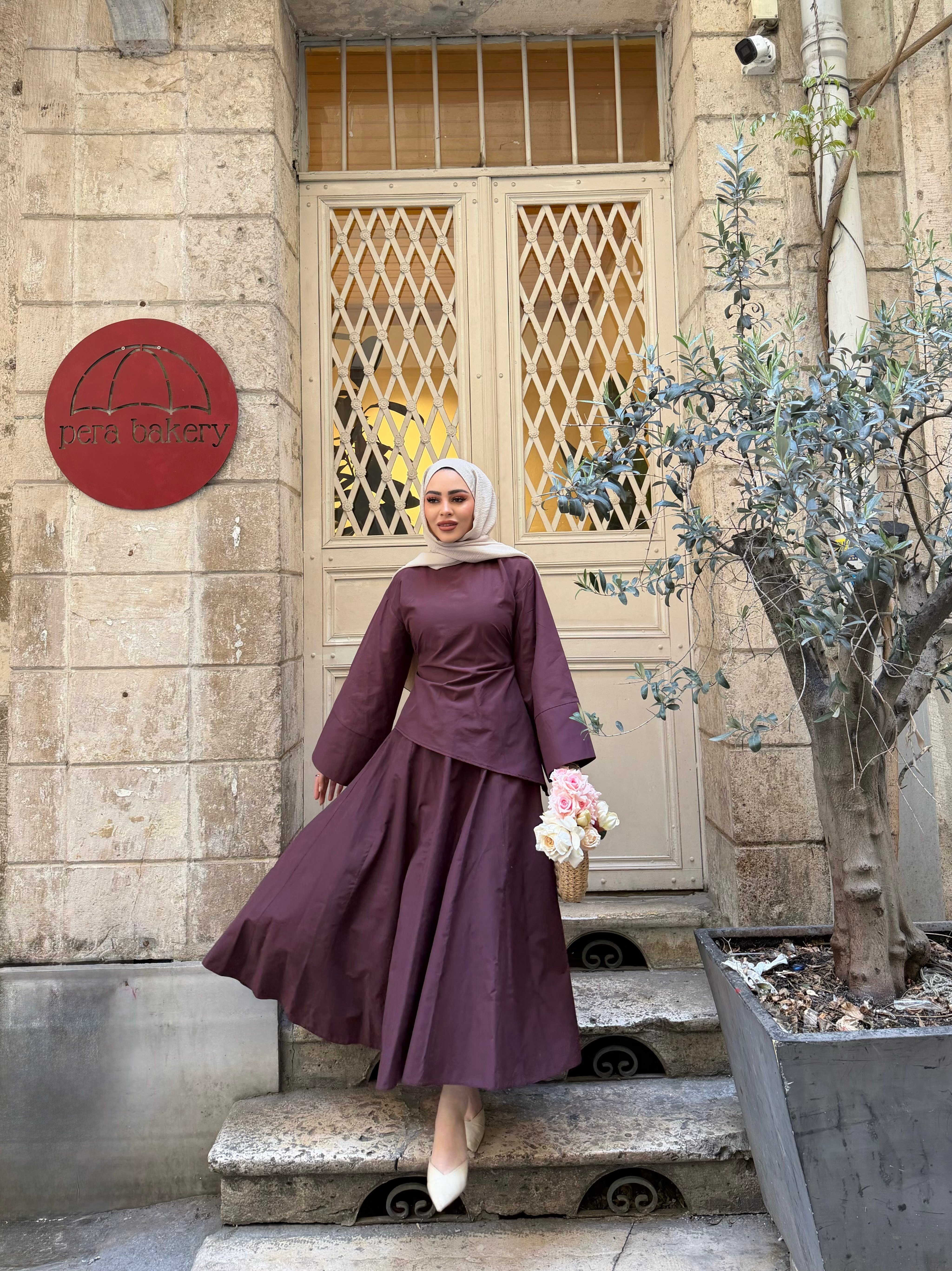 Yalın Etekli Takım - Mürdüm