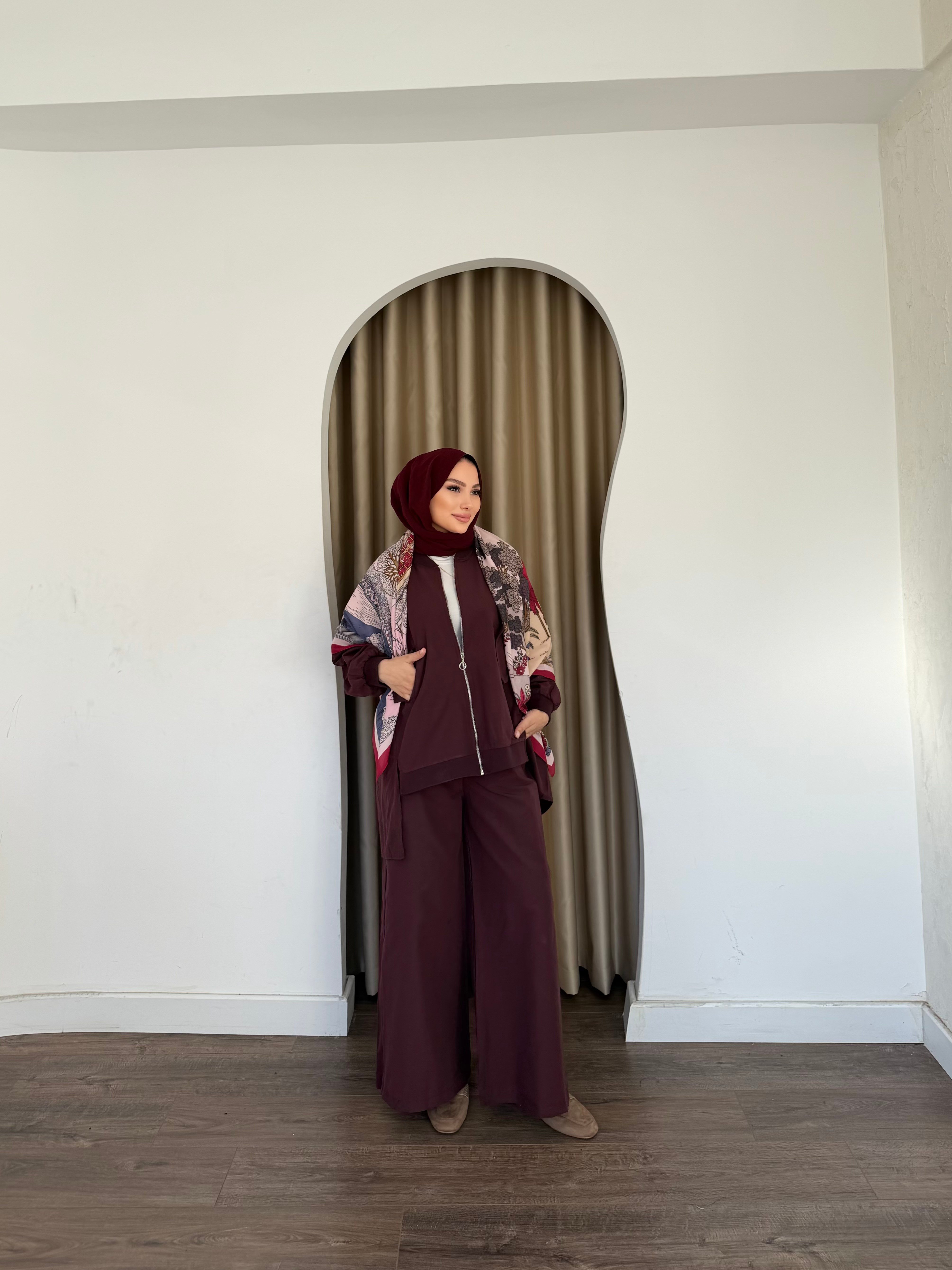 Yasmin Ceket Takım - Bordo