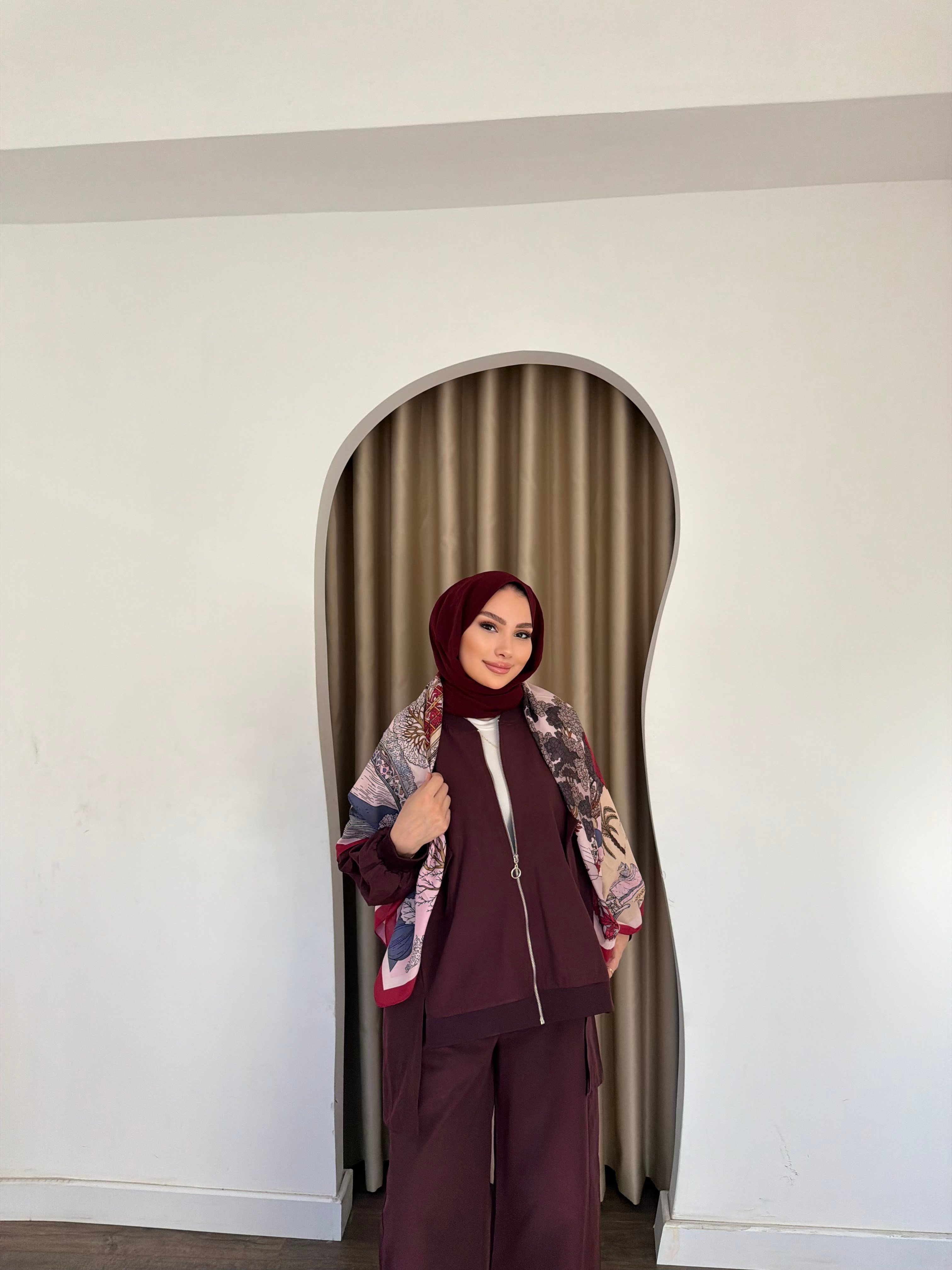 Yasmin Ceket Takım - Bordo