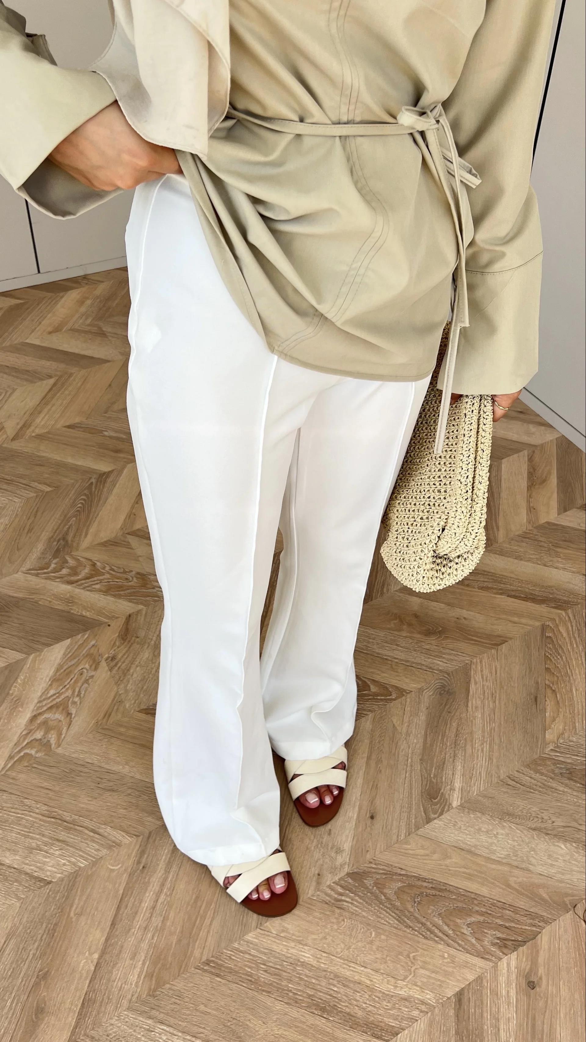 Yüksel Bel Pantolon - Beyaz
