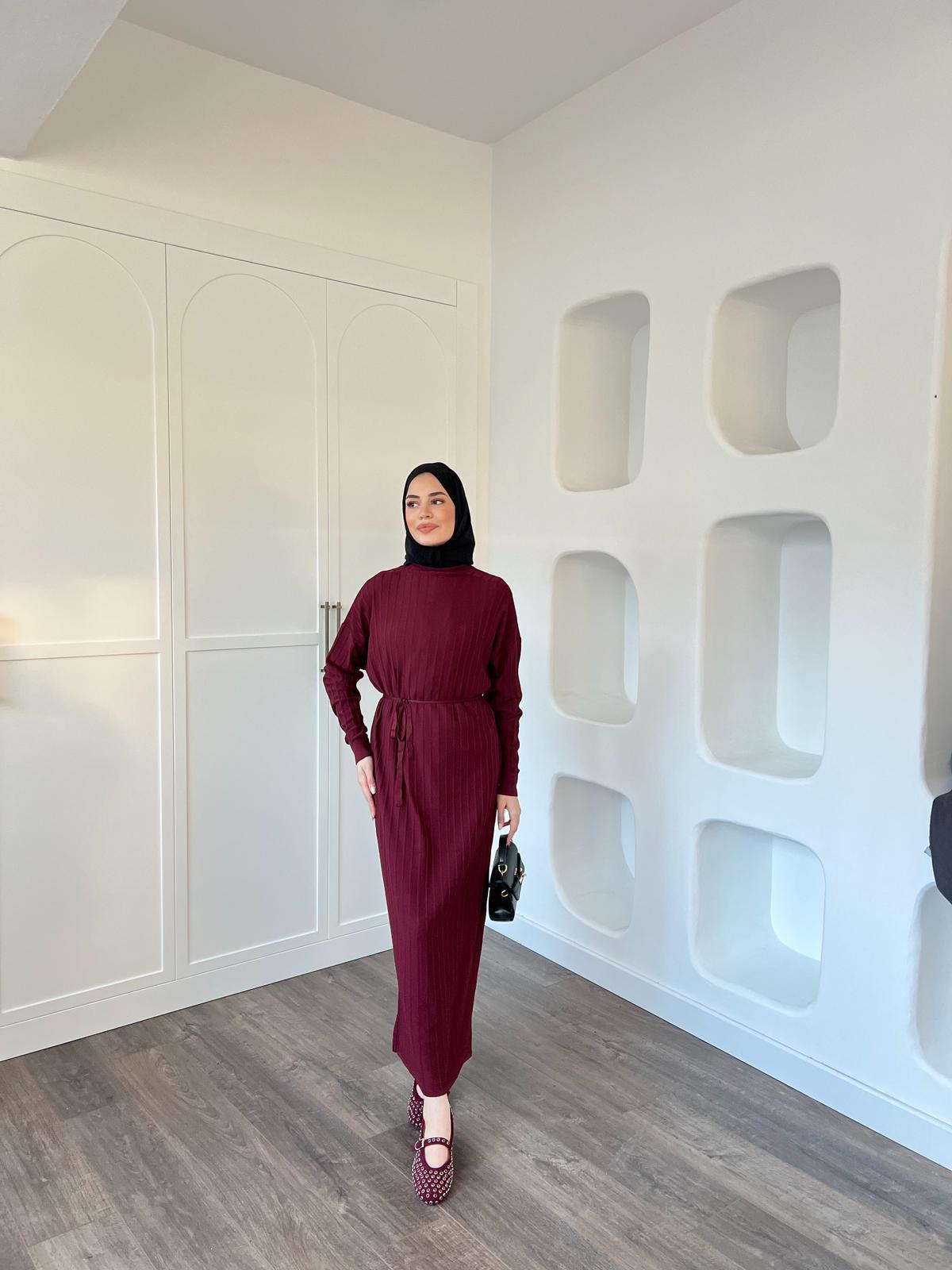 Yüsra Elbise Bordo