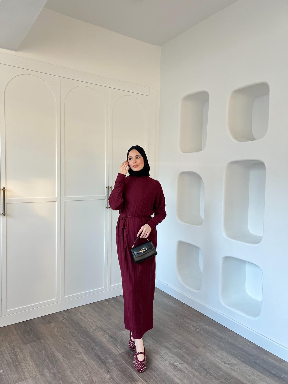 Yüsra Elbise Bordo