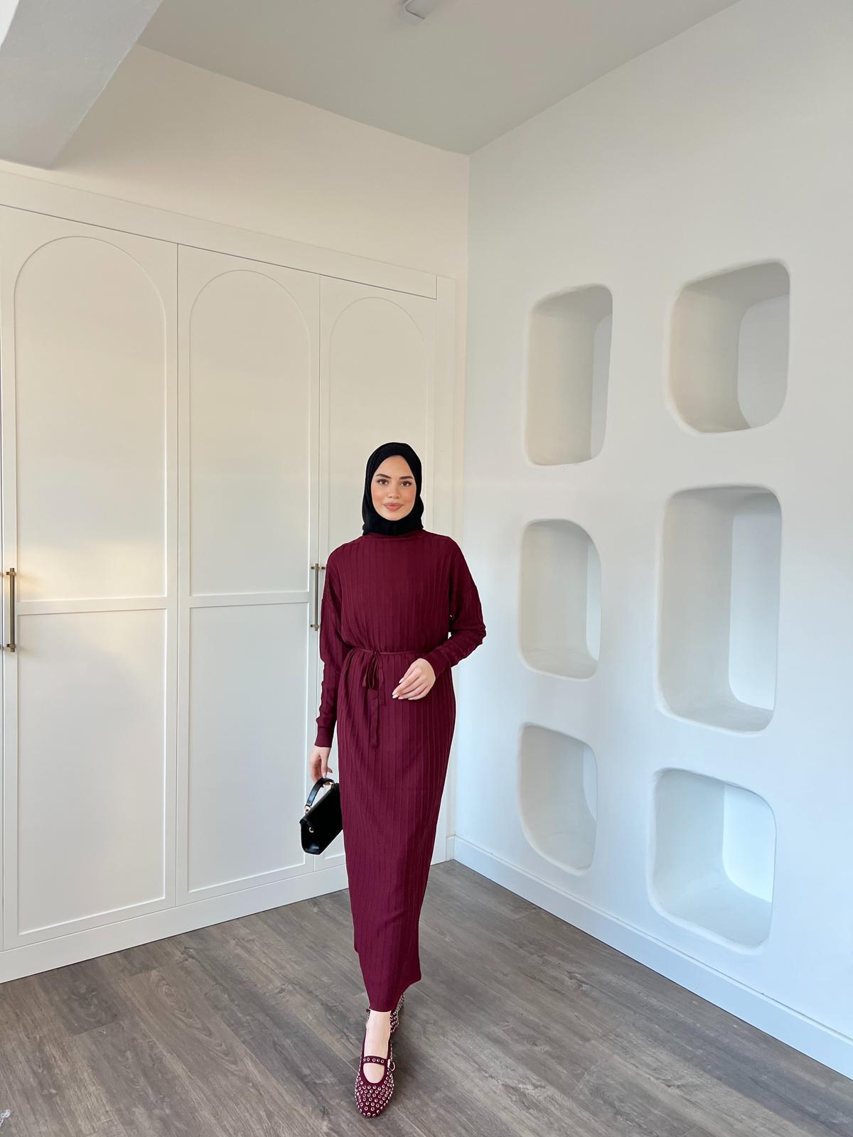 Yüsra Elbise Bordo