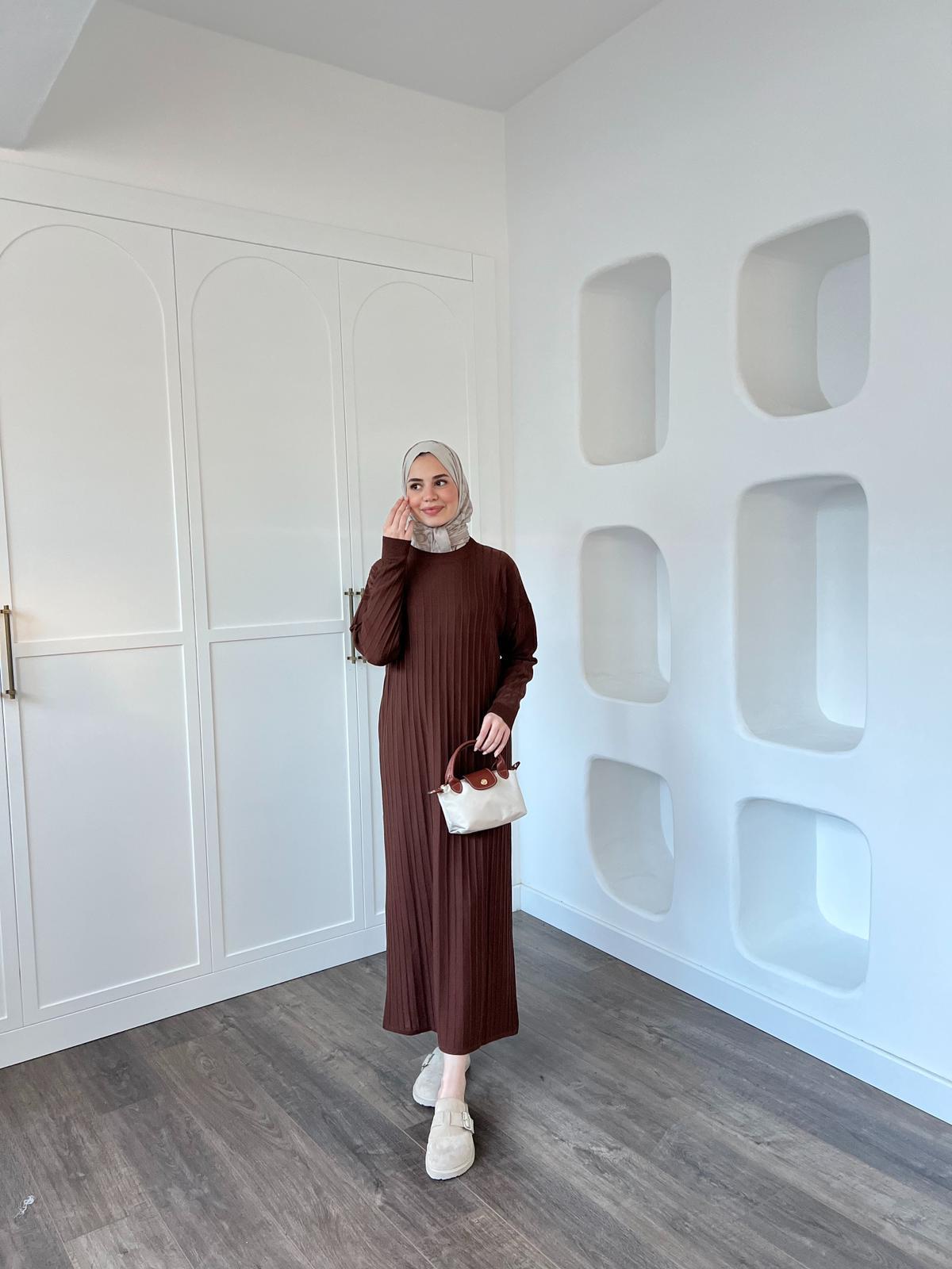 Yüsra Elbise Kahverengi