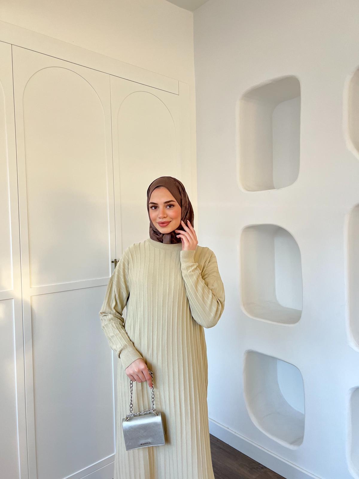 Yüsra Elbise Yağ Yeşili