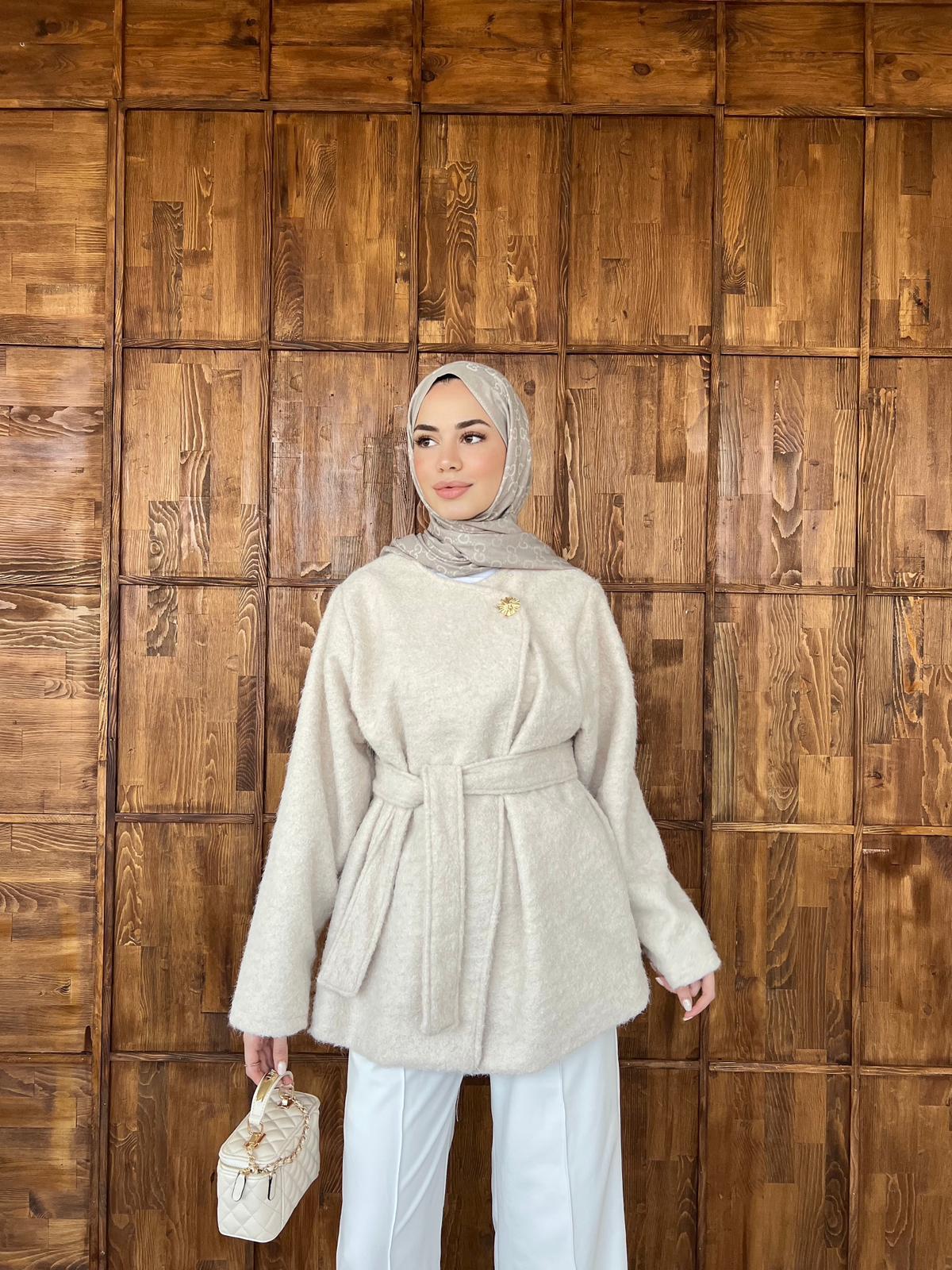 Zey Kıraçlı Mont - Krem