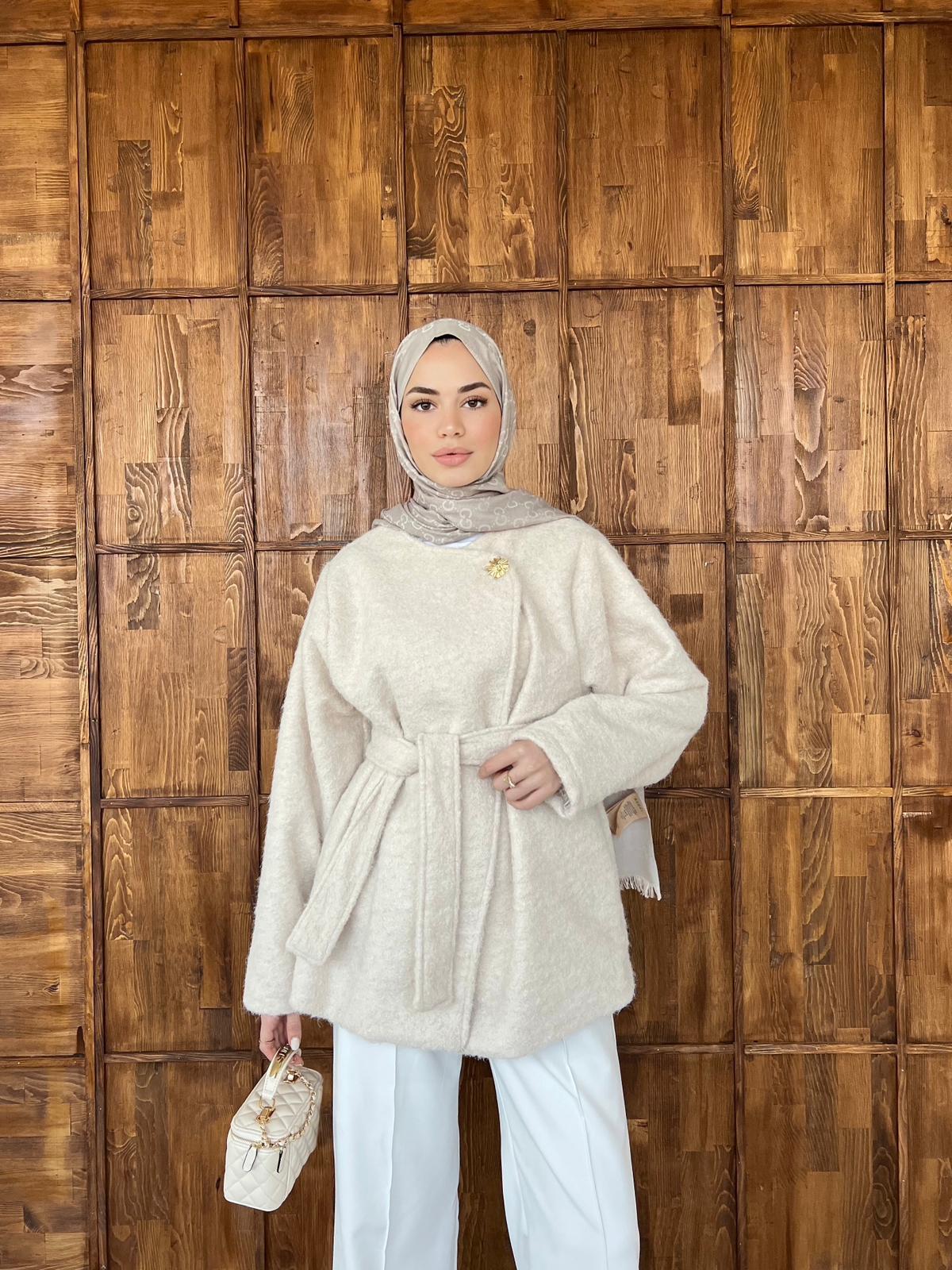 Zey Kıraçlı Mont - Krem