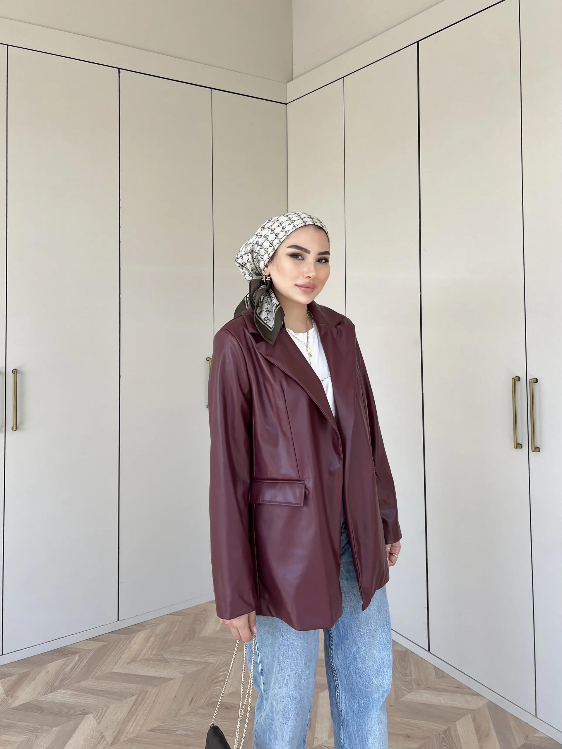 Zra Deri Ceket - Bordo