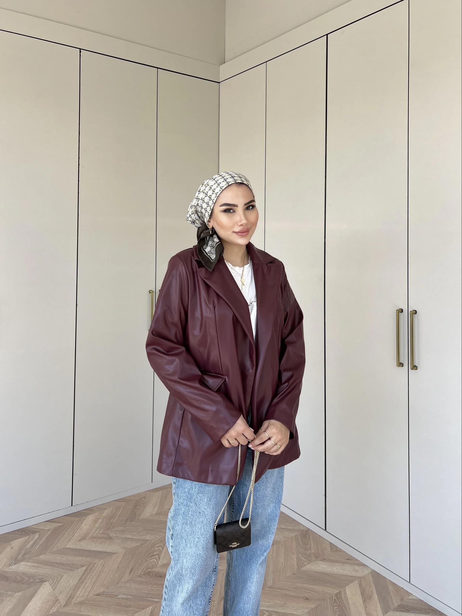 Zra Deri Ceket - Bordo