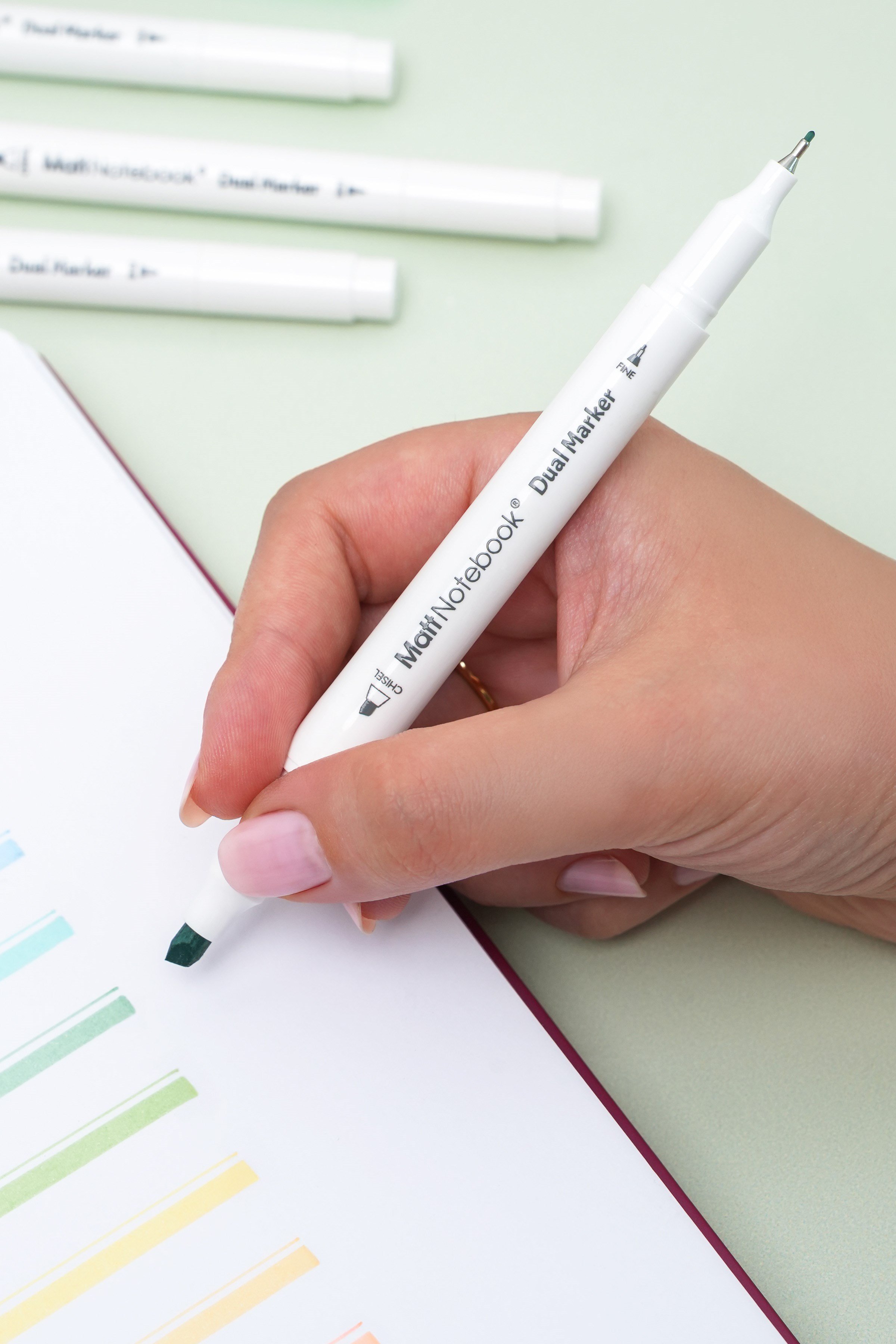 Matt Notebook 12 Renk Çift Uçlu Fosforlu Kalem Seti – Highlighter + Fineliner | Pastel Renkler Dual Marker