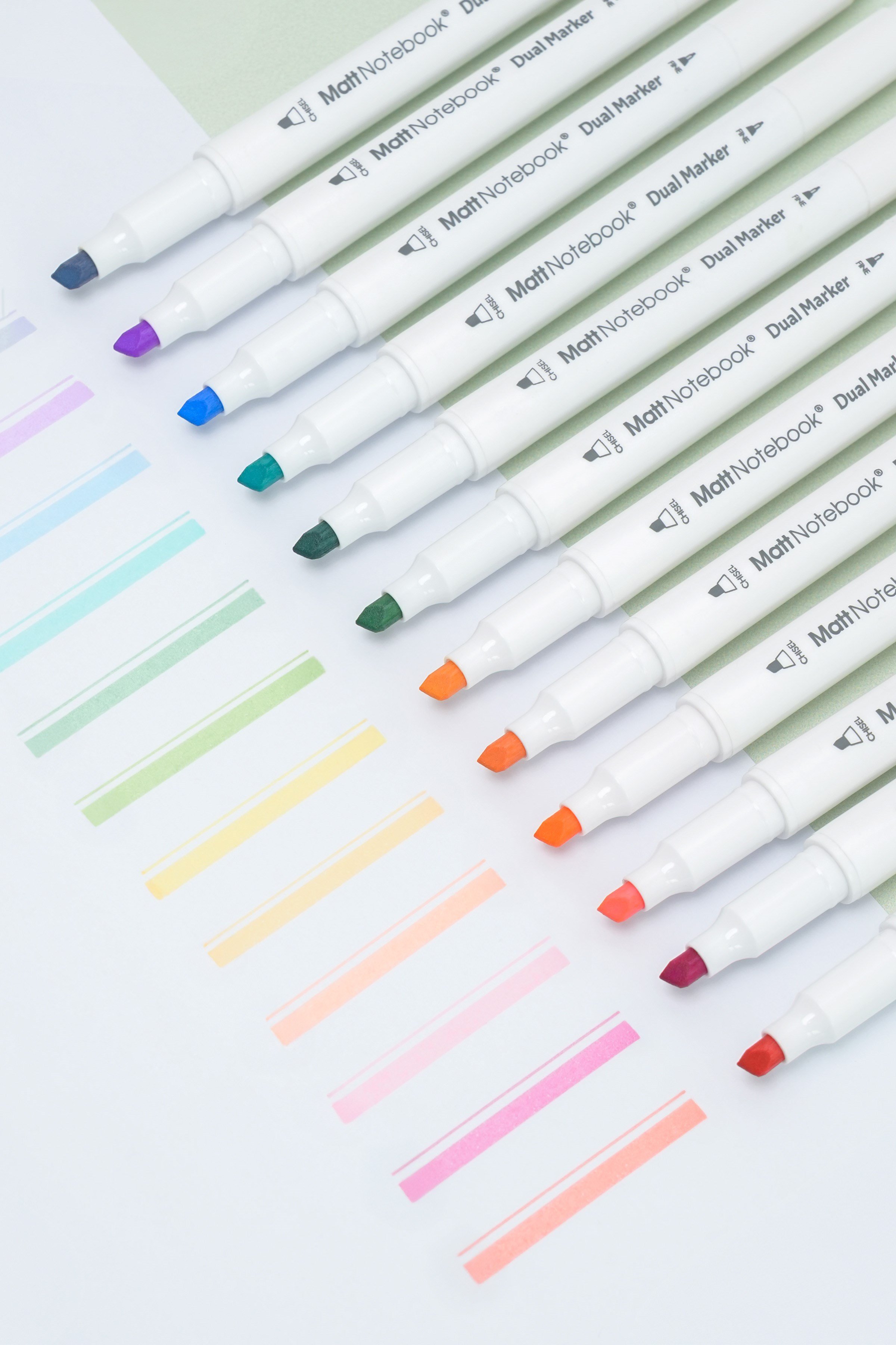 Matt Notebook 12 Renk Çift Uçlu Fosforlu Kalem Seti – Highlighter + Fineliner | Pastel Renkler Dual Marker