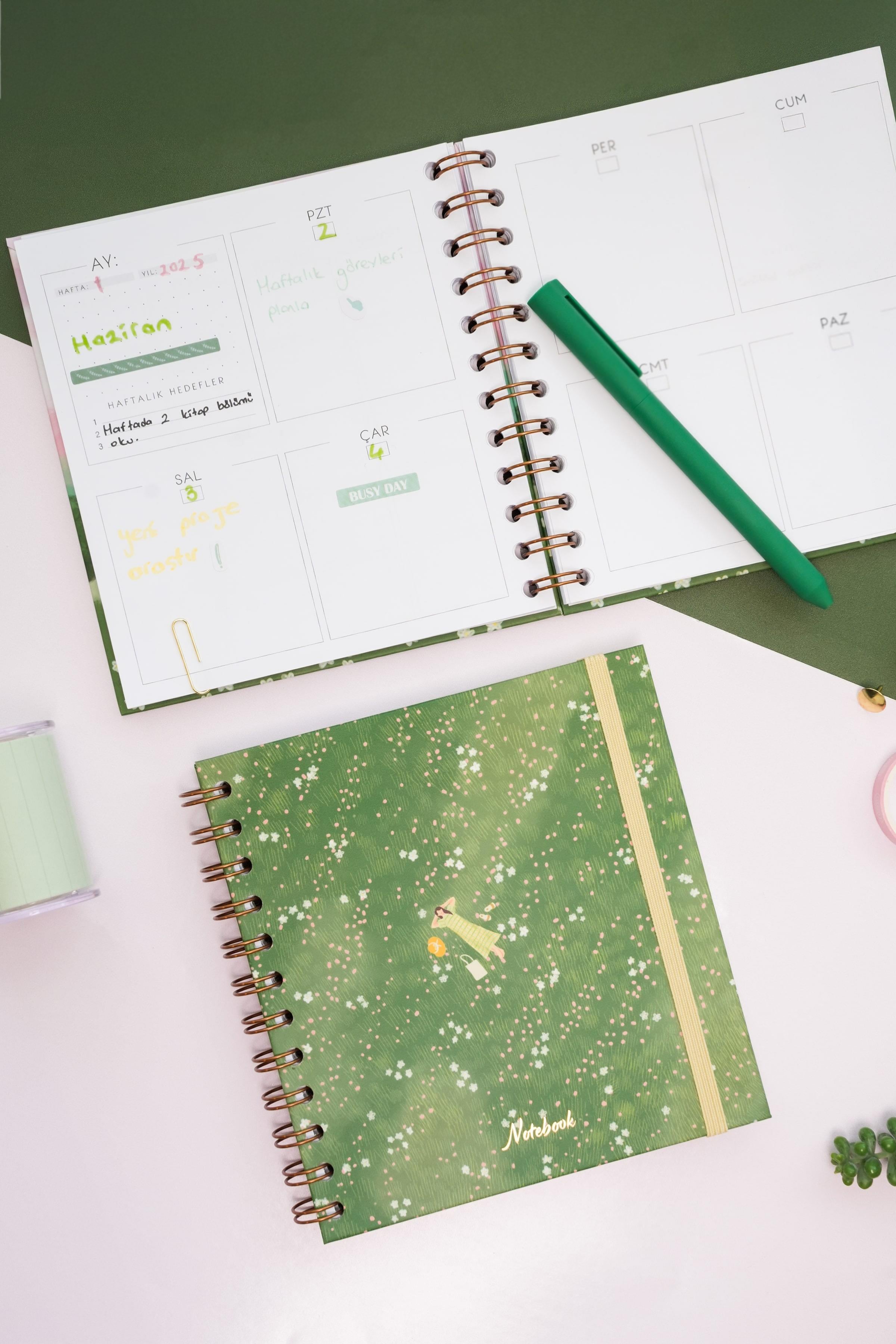 Matt Notebook 15x15 cm Kare 2'li Set Spiralli Süresiz Planlayıcı Ajanda ve Defter