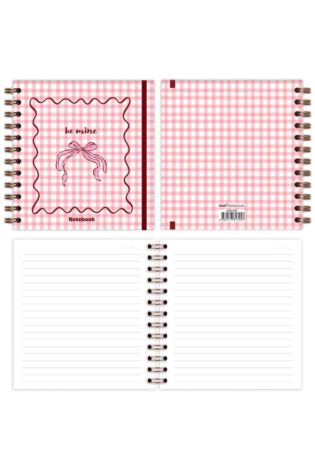 Matt Notebook 15x15 cm Kare 2'li Set Spiralli Çizgili Tarihsiz Not Defteri Pötikare Ayıcık