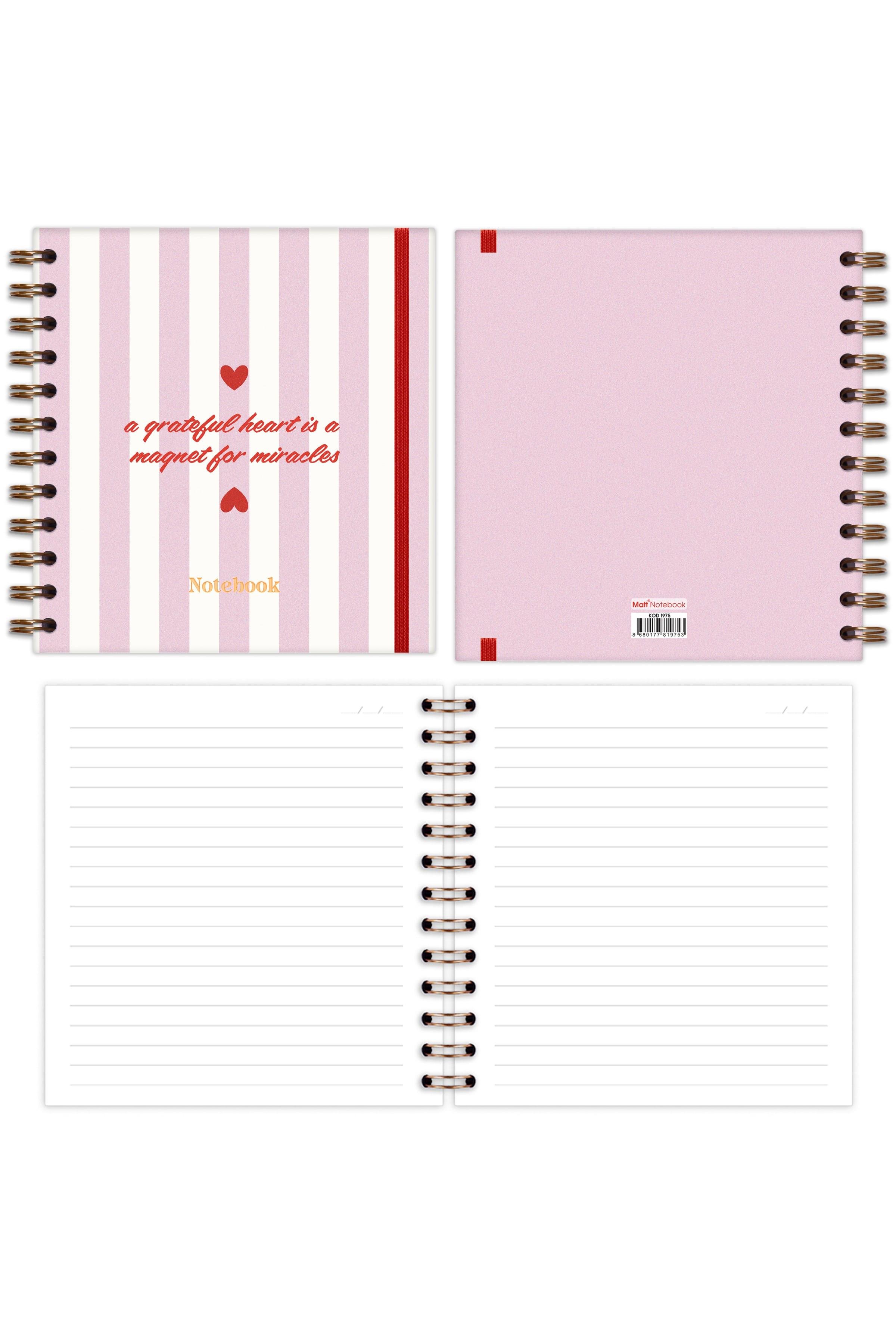 Matt Notebook 15x15 cm Kare 2'li Set Spiralli 2026 Yılı Haftalık Ajanda ve Defter Kalpler