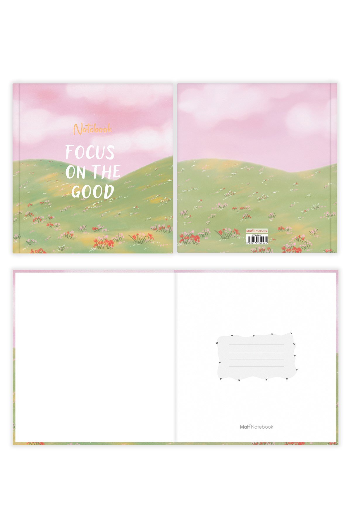 Matt Notebook 15x15 cm Kare Tarihsiz Not Defteri Çizgili Manzara