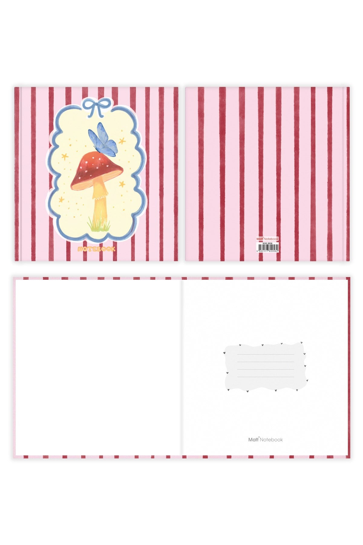Matt Notebook 15x15 cm Kare Tarihsiz Not Defteri Çizgili Mantar