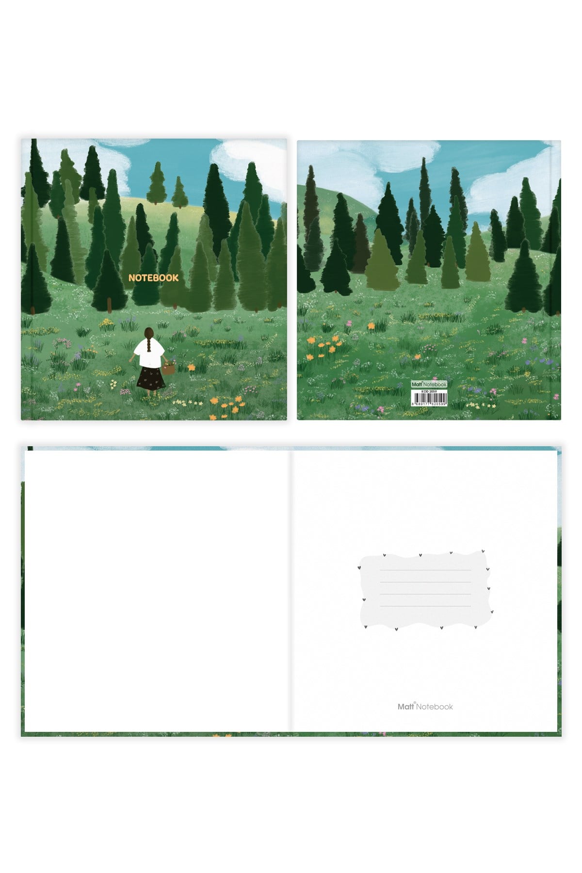 Matt Notebook 15x15 cm Kare Tarihsiz Not Defteri Çizgili Manzara