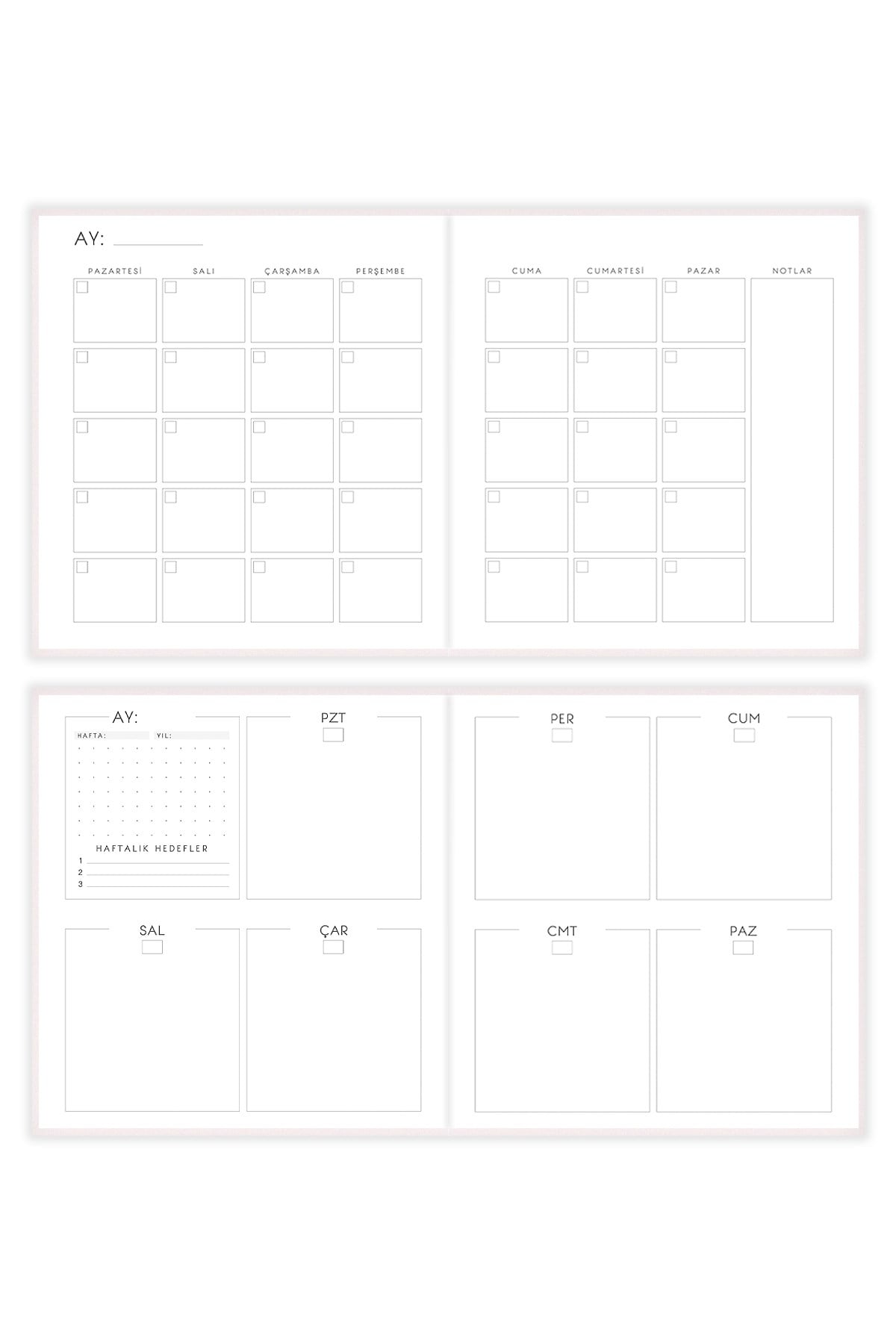 Matt Notebook 15x15 Kare Süresiz Planlayıcı Ajanda