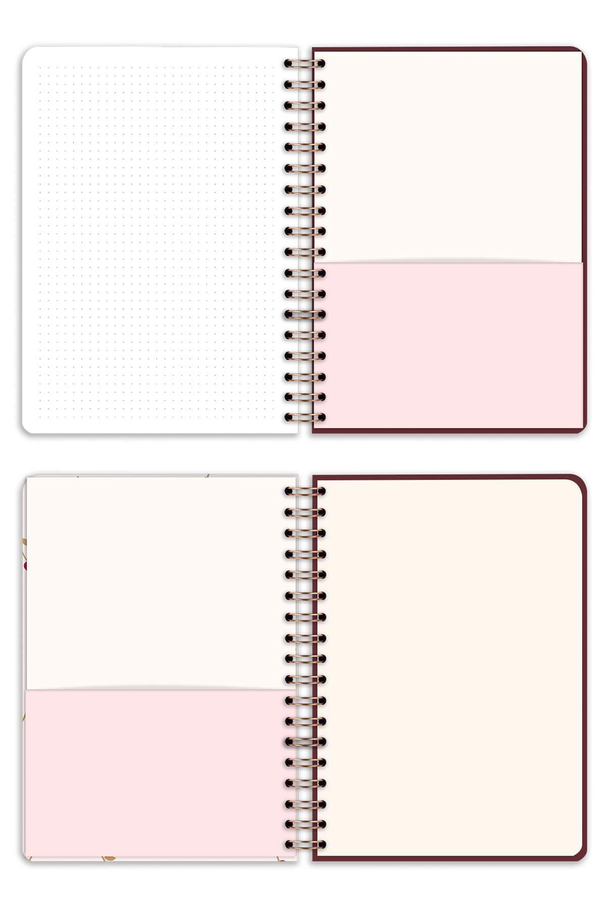 Matt Notebook 17x24 cm Lastikli Spiralli Sert Kapak Not Defteri Noktalı Kiraz
