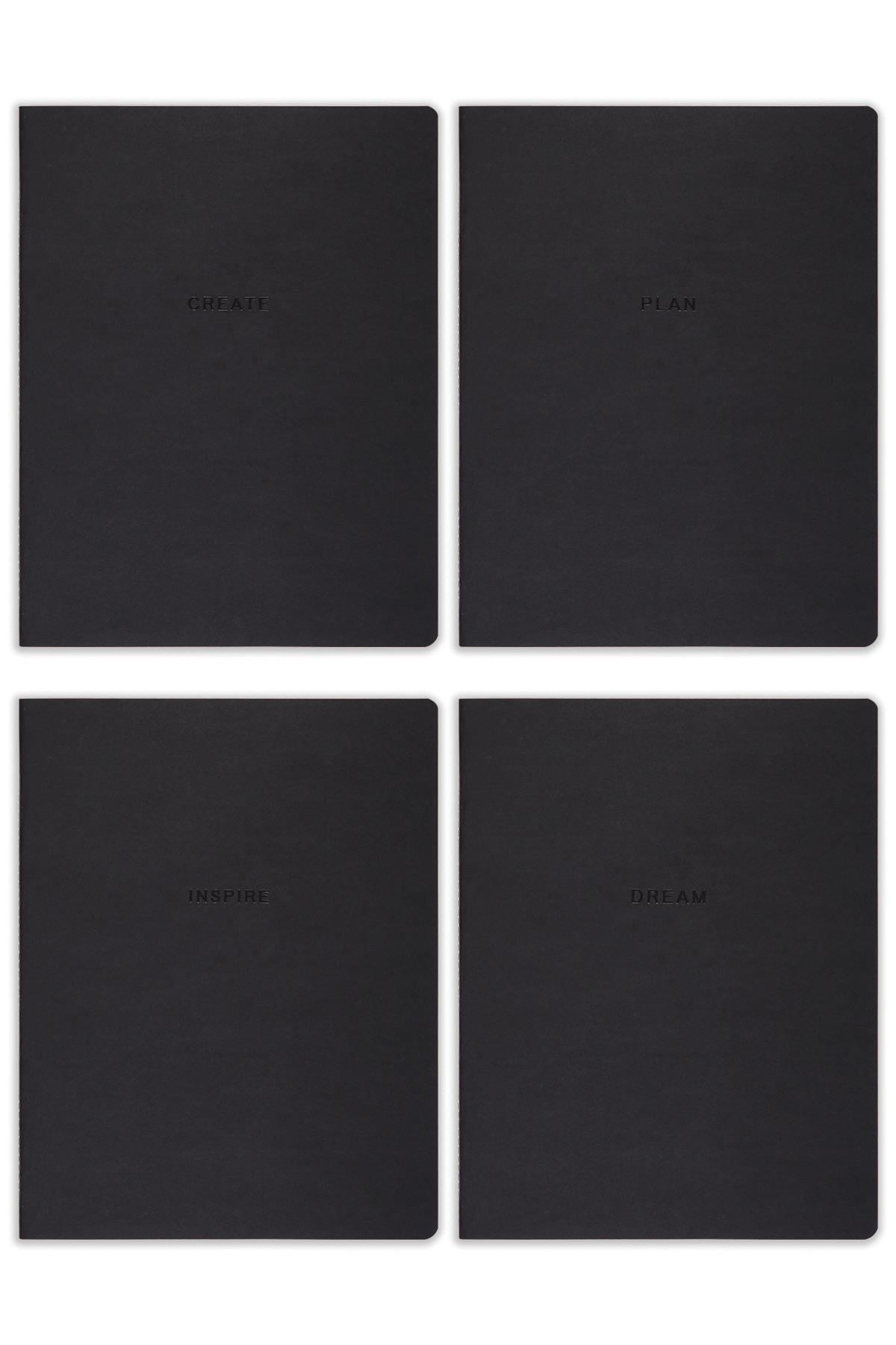 Matt Notebook 18x24'cm 4'lü Defter Set Çizgili Terzi Dikiş Siyah