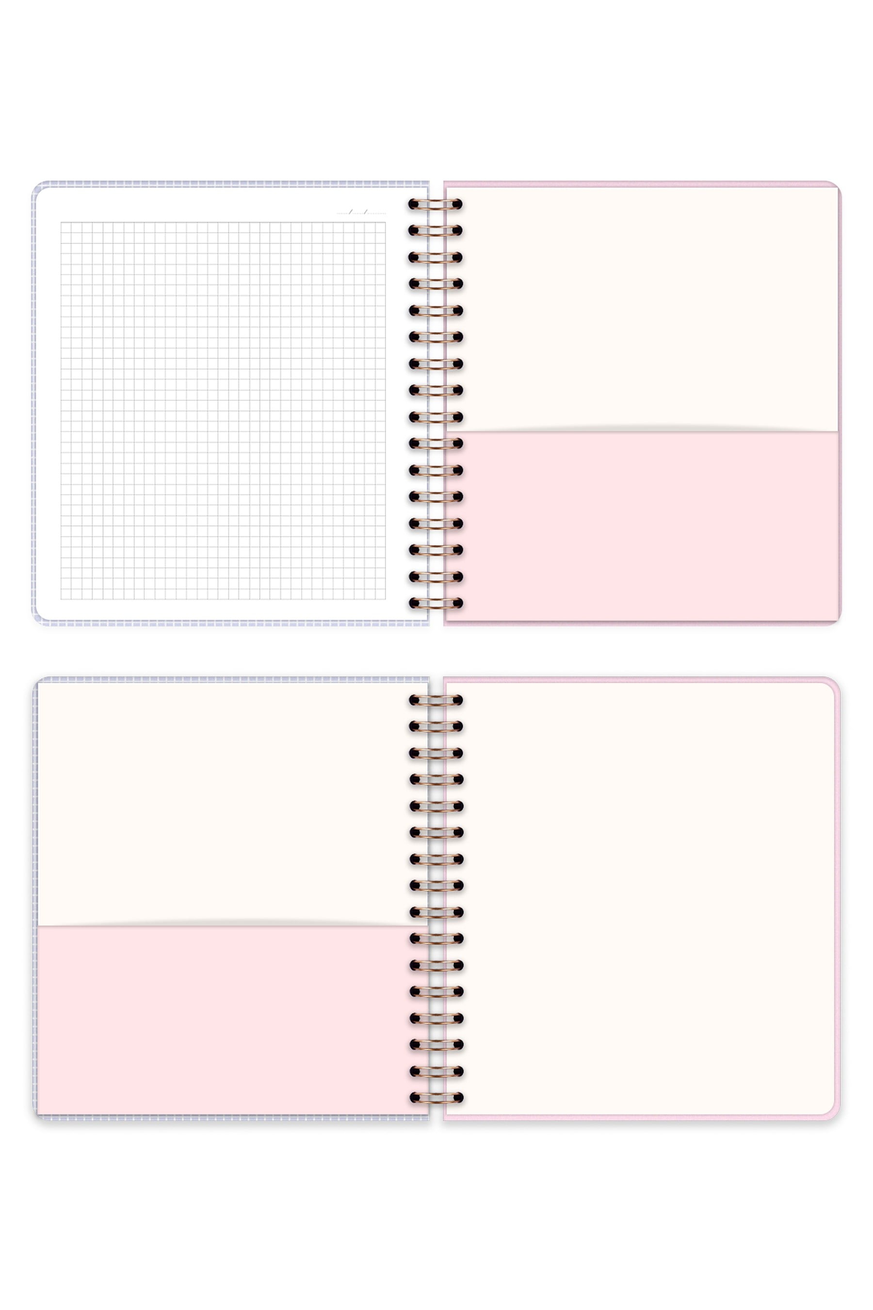 Matt Notebook 19x21 cm Kare Lastikli Spiralli Sert Kapak Not Defteri Kareli