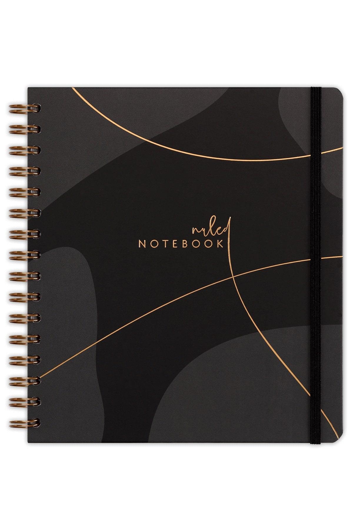 Matt Notebook 19x21 cm Kare Lastikli Spiralli Sert Kapak Not Defteri Çizgili