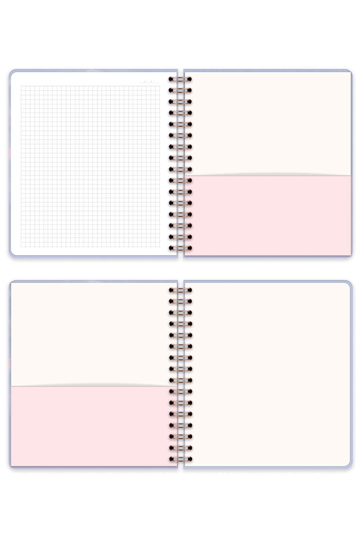 Matt Notebook 19x21 cm Kare Lastikli Spiralli Sert Kapak Not Defteri Kareli