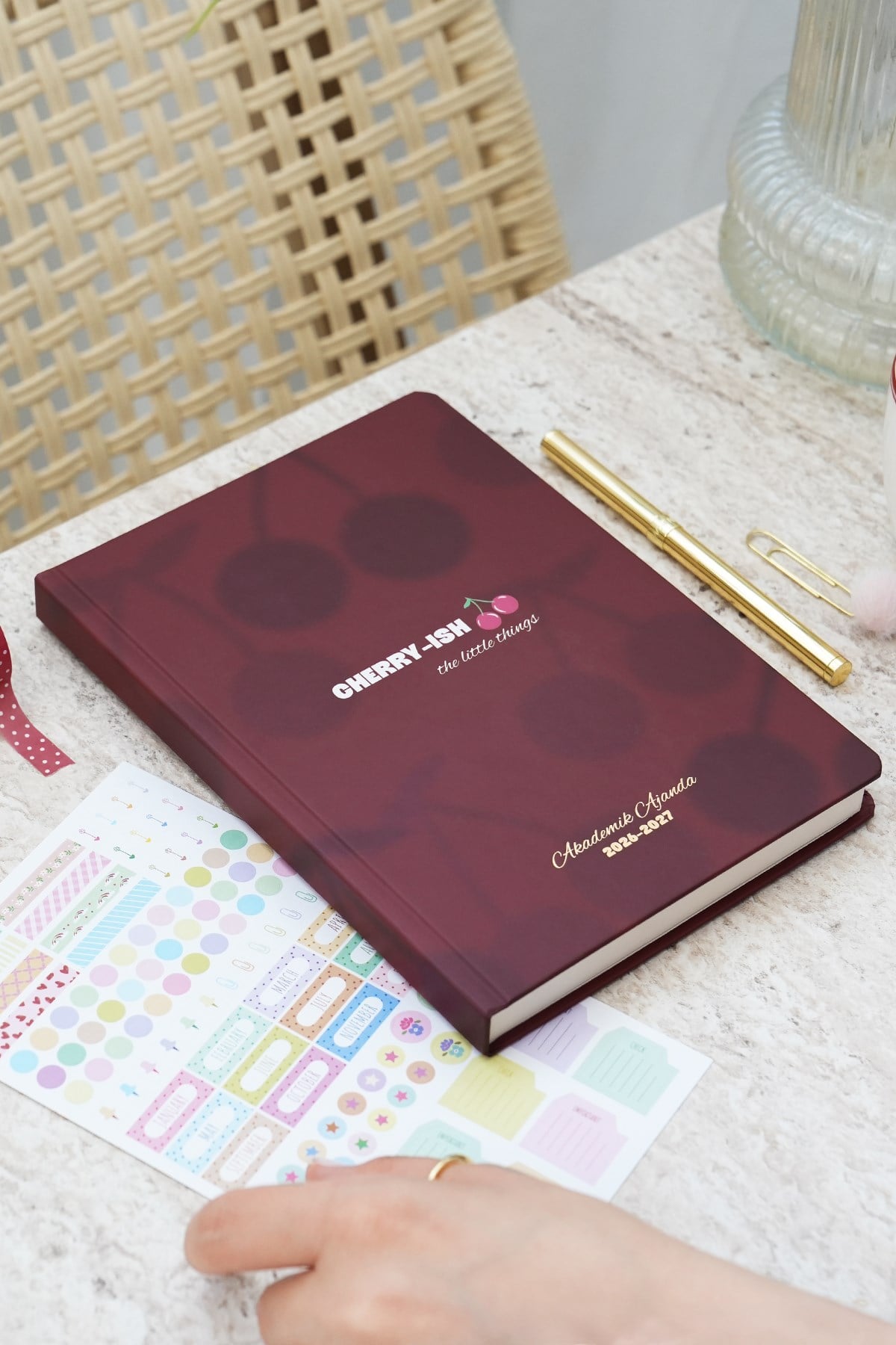 Matt Notebook 2026-2027 A5 Akademik Ajanda 15x21 cm - 17 Aylık Kiraz