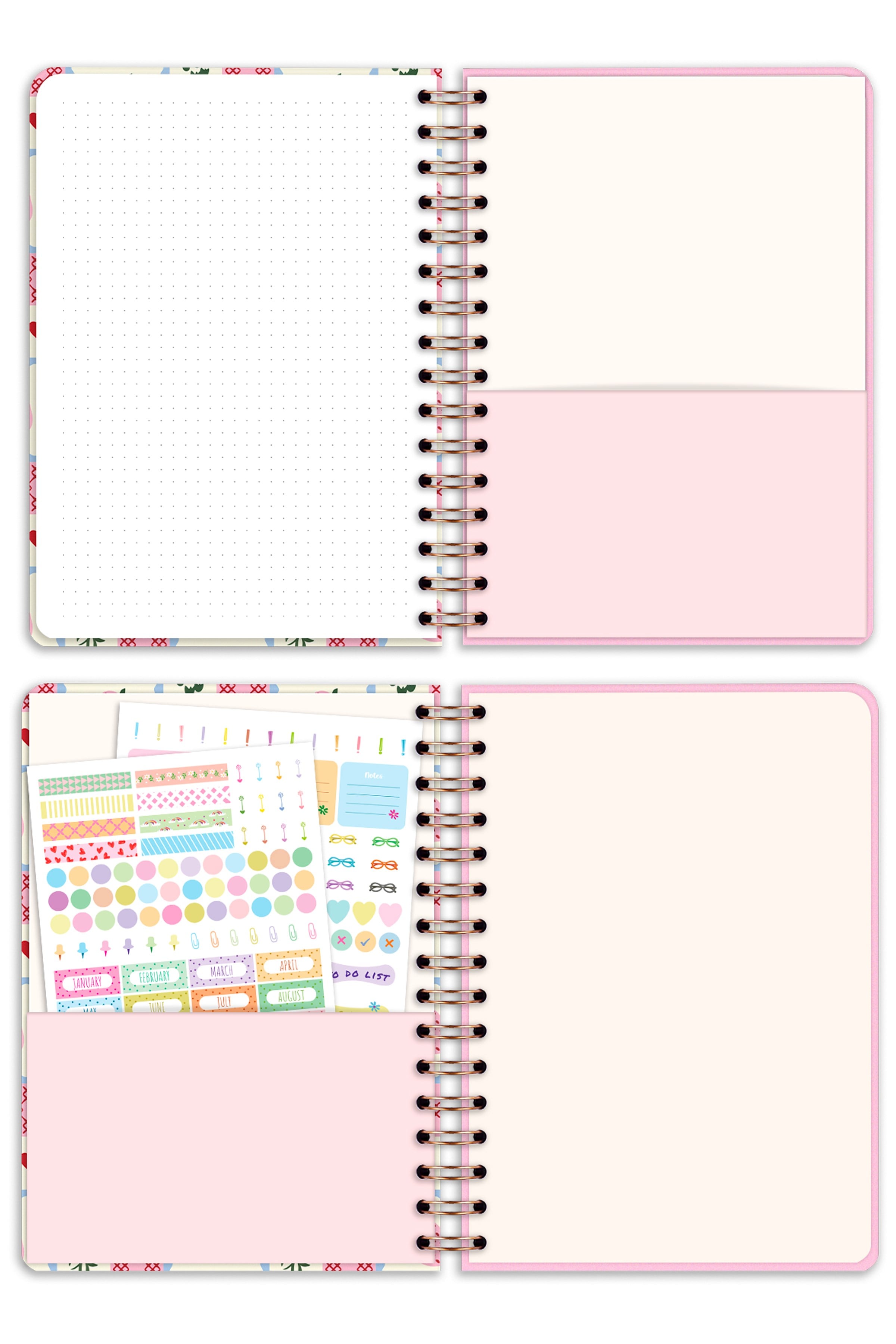 Matt Notebook 2026-2027 A5 Akademik Ajanda Spiralli 15x21 cm - 16 Aylık - Motivasyon Sayfalı Çilek