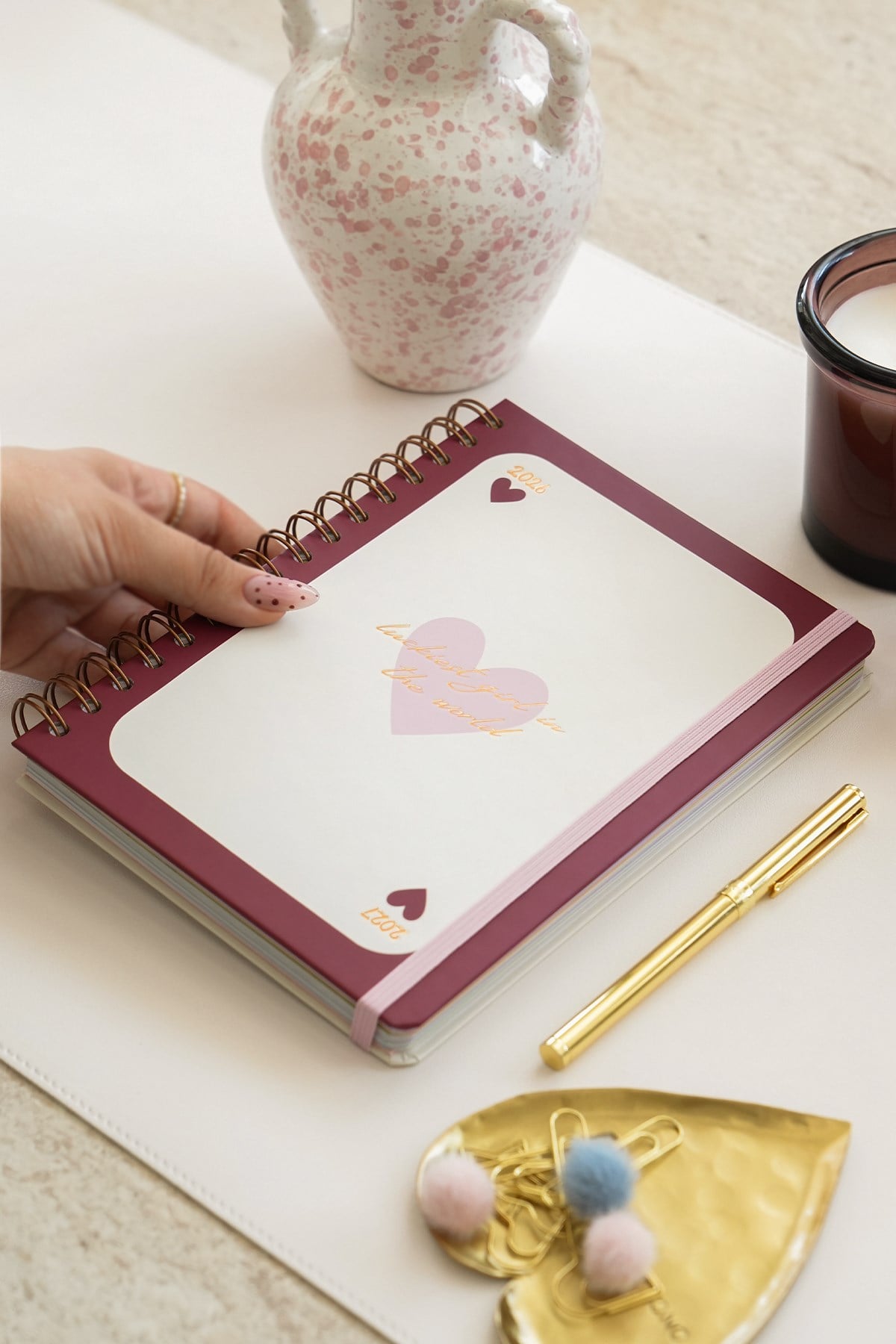 Matt Notebook 2026-2027 A5 Akademik Ajanda Spiralli 15x21 cm - 16 Aylık - Motivasyon Sayfalı Kalp
