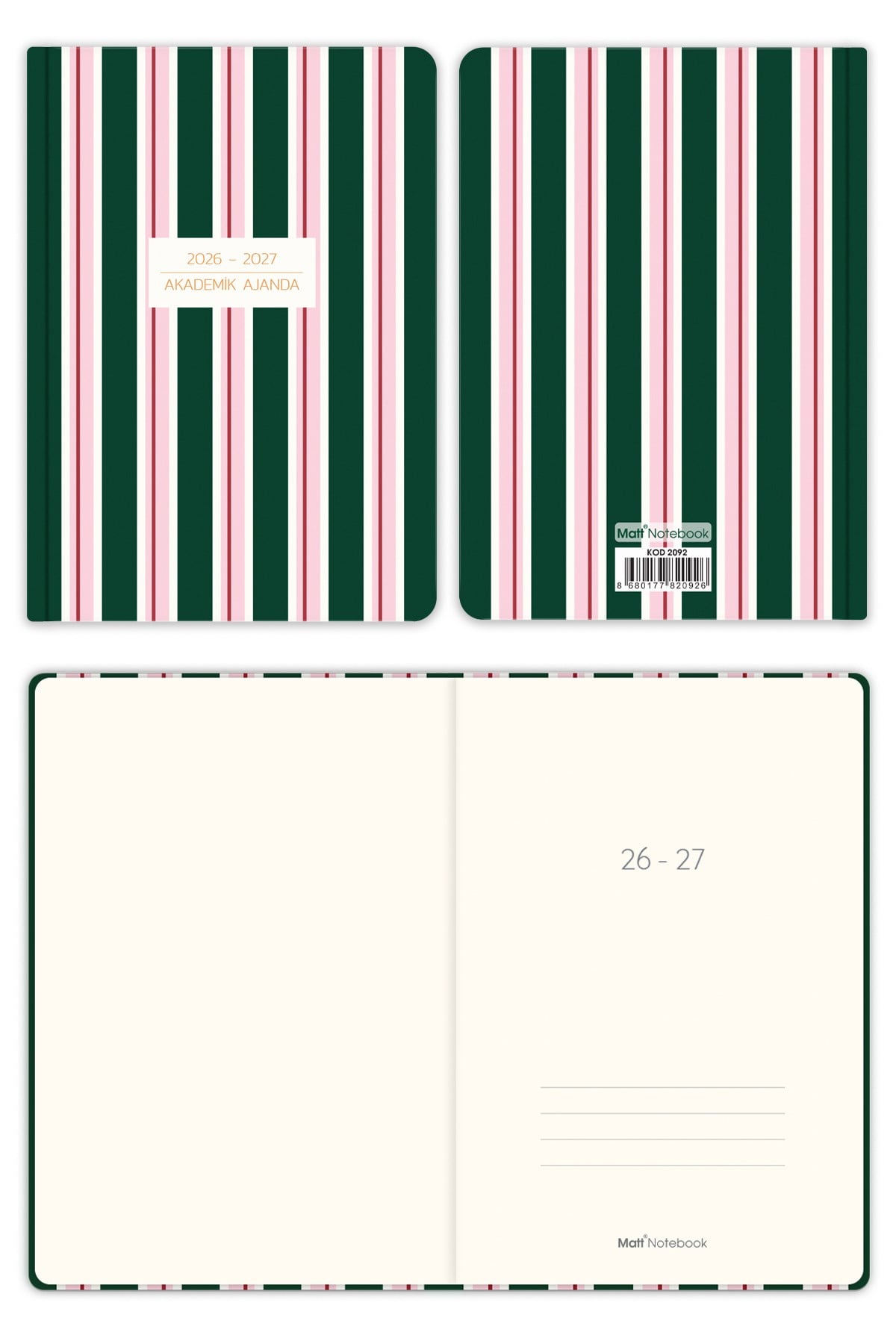 Matt Notebook 2026-2027 A5 Akademik Ajanda 15x21 cm - 17 Aylık