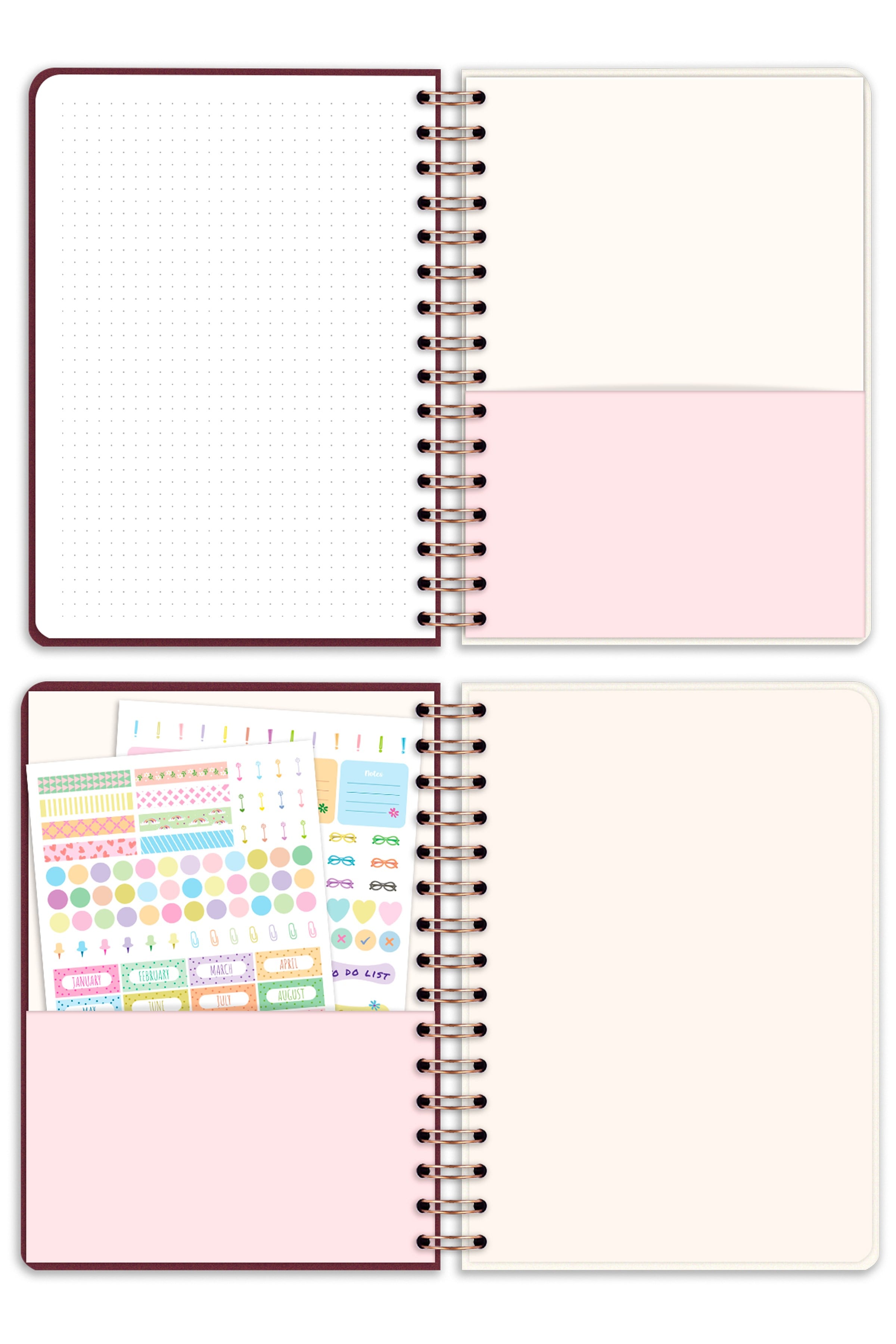 Matt Notebook 2026-2027 A5 Akademik Ajanda Spiralli 15x21 cm - 16 Aylık - Motivasyon Sayfalı Kalp