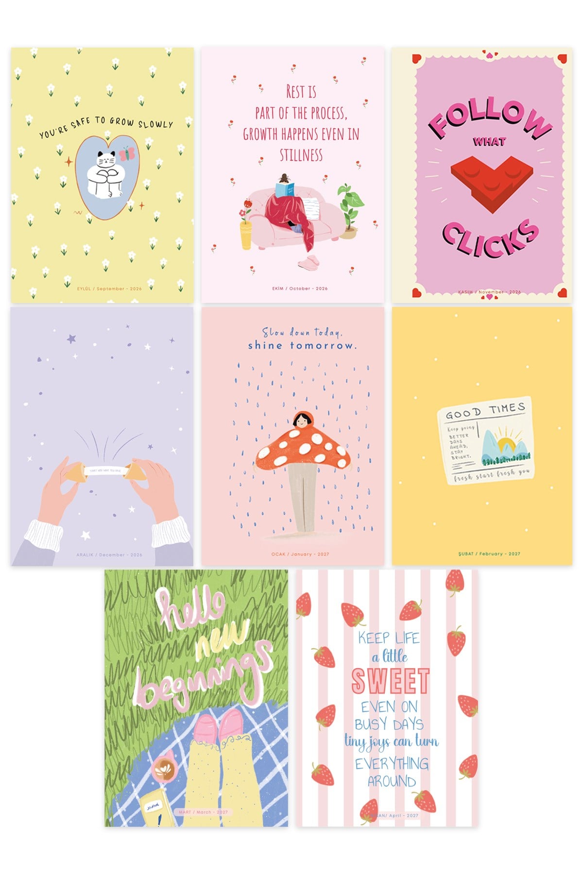 Matt Notebook 2026-2027 A5 Akademik Ajanda Spiralli 15x21 cm - 16 Aylık - Motivasyon Sayfalı Fiyonk