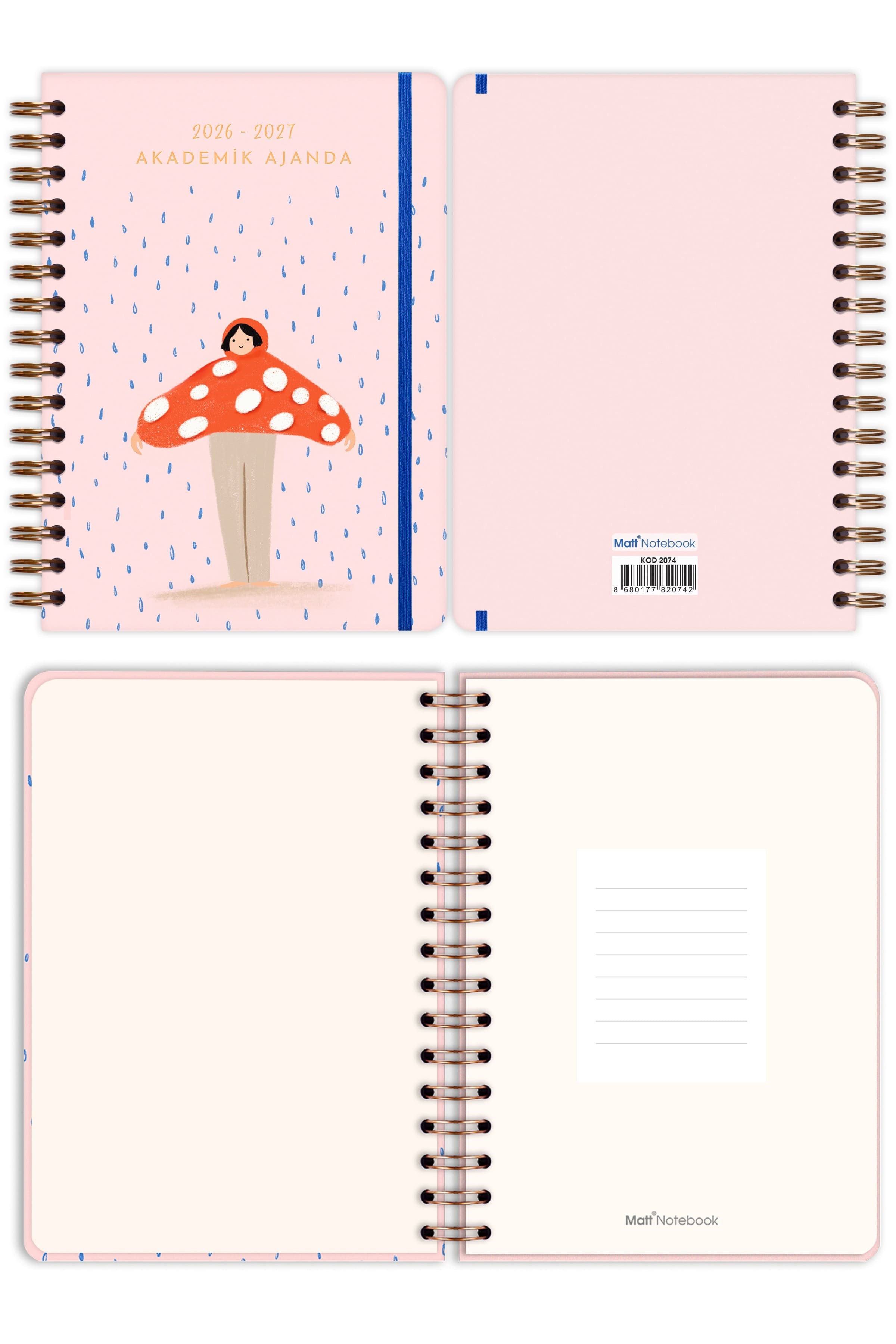 Matt Notebook 2026-2027 A5 Akademik Ajanda Spiralli 15x21 cm - 17 Aylık