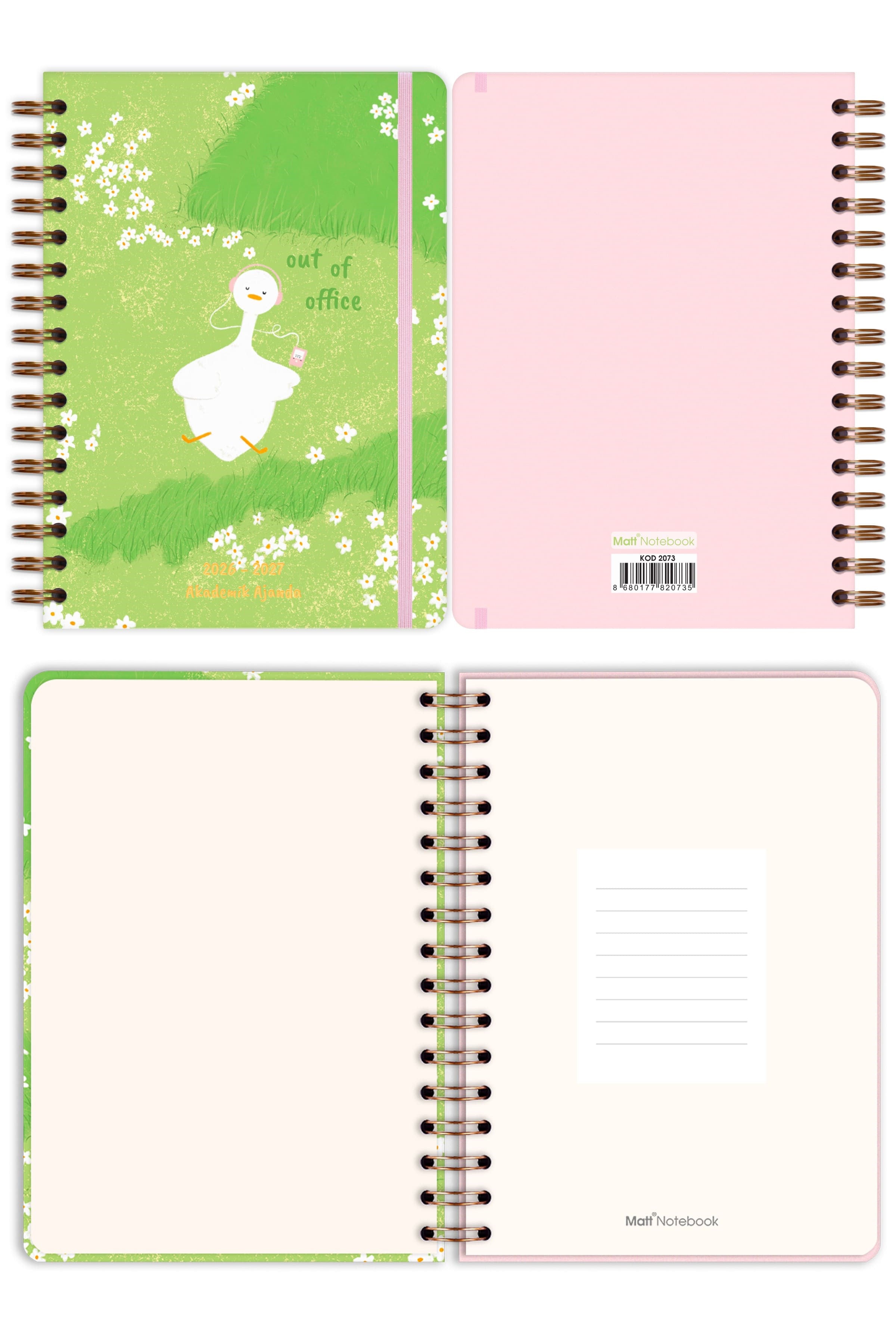 Matt Notebook 2026-2027 A5 Akademik Ajanda Spiralli 15x21 cm - 17 Aylık