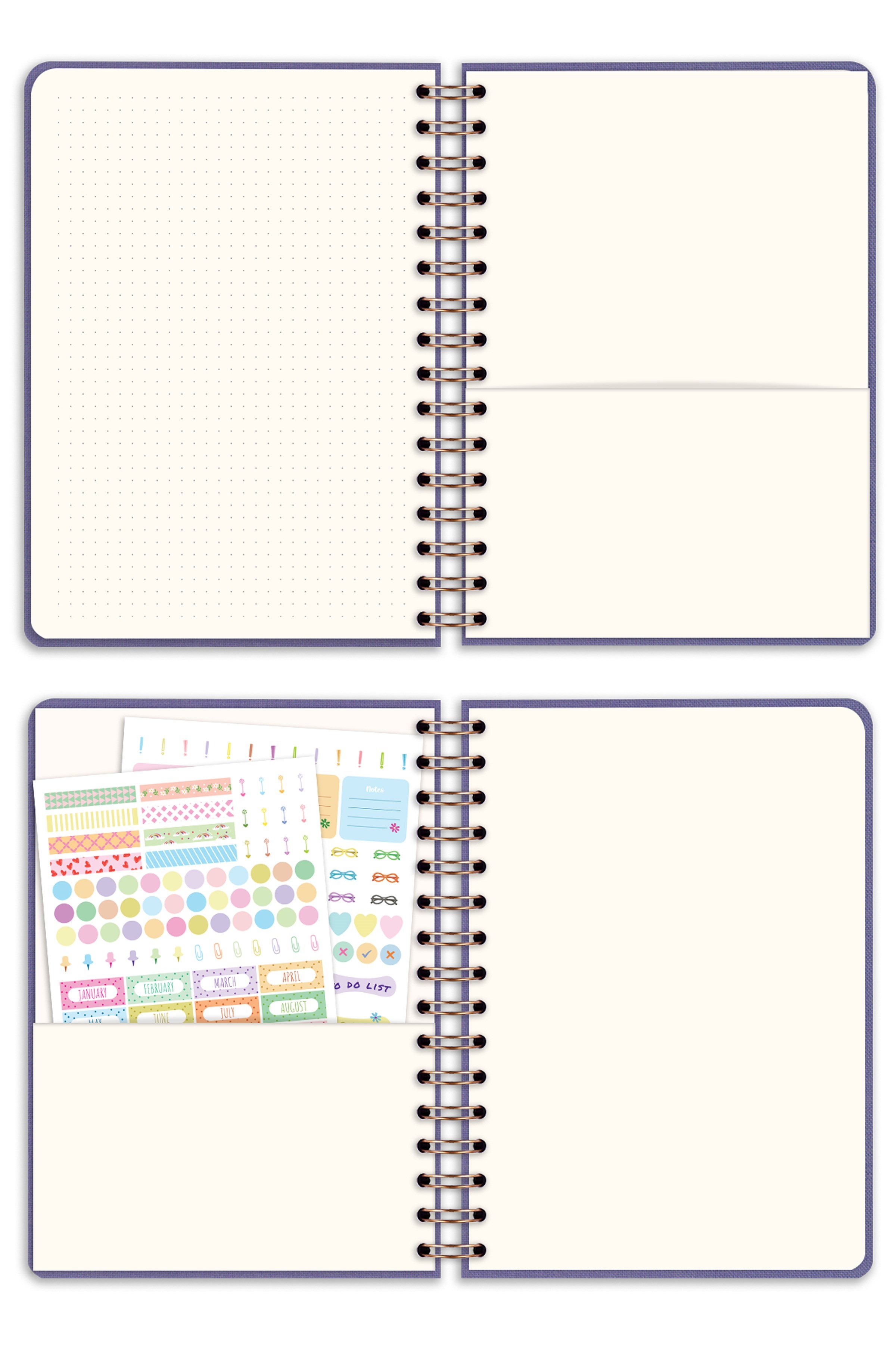 Matt Notebook 2026-2027 A5 Keten Akademik Ajanda Spiralli 15x21 cm - 17 Aylık Lila