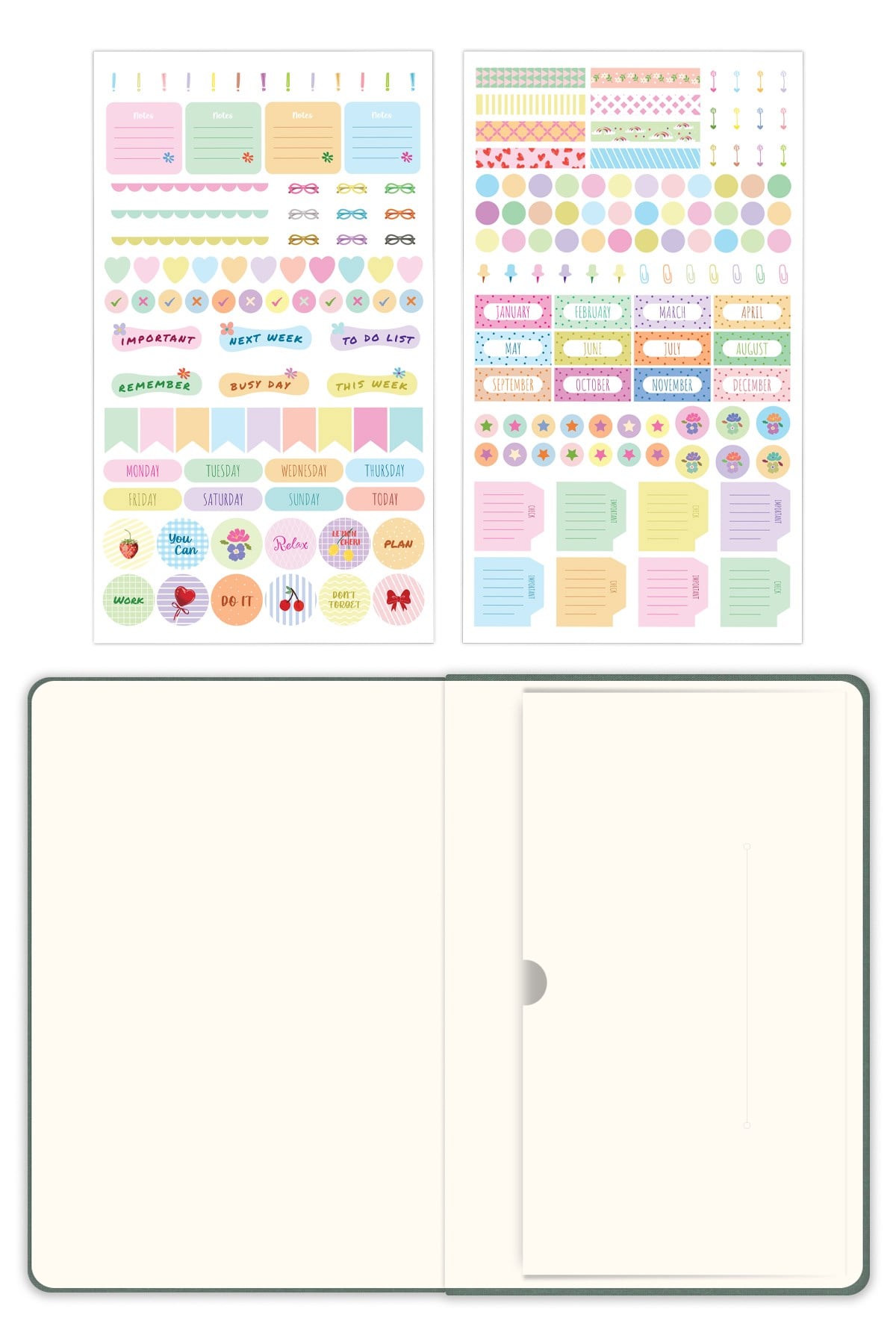 Matt Notebook 2026-2027 A5 Keten Akademik Ajanda 15x21 cm - 17 Aylık Yeşil