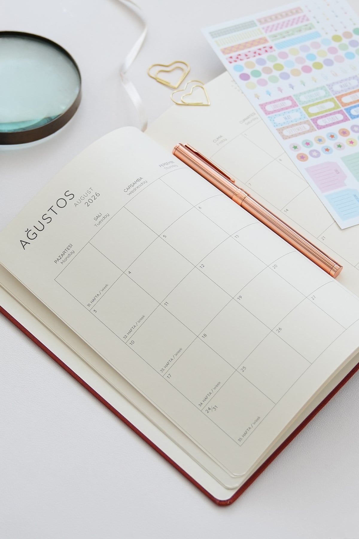 Matt Notebook 2026-2027 A5 Keten Akademik Ajanda 15x21 cm - 17 Aylık Tarçın