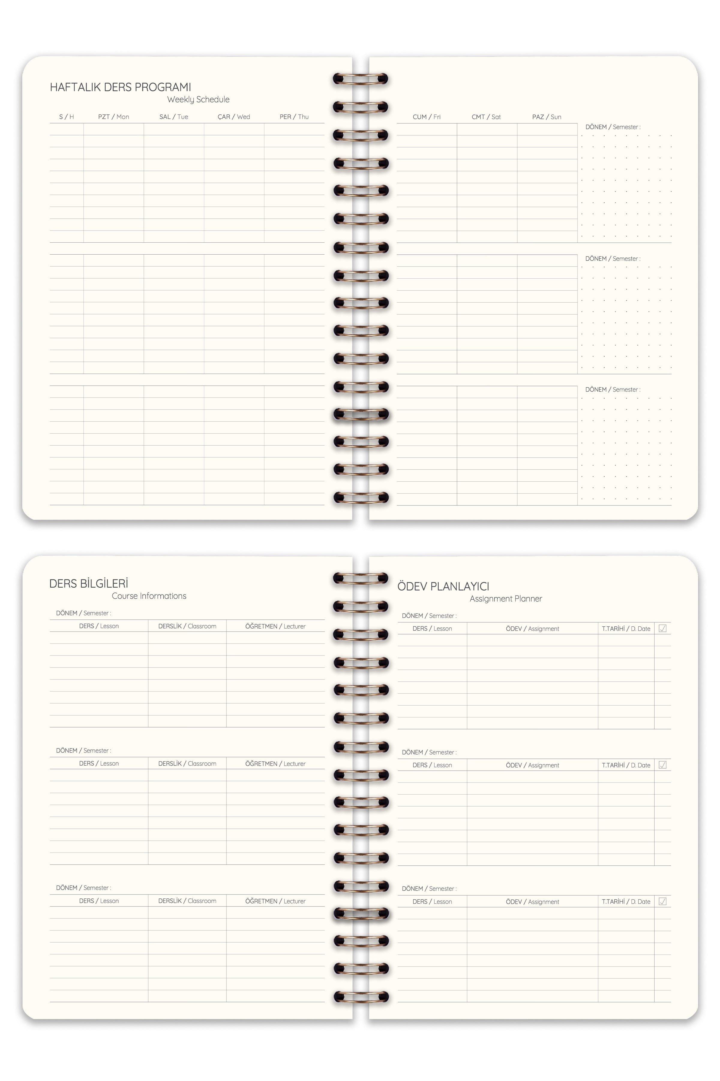 Matt Notebook 2026-2027 A5 Keten Akademik Ajanda Spiralli 15x21 cm - 17 Aylık Yeşil