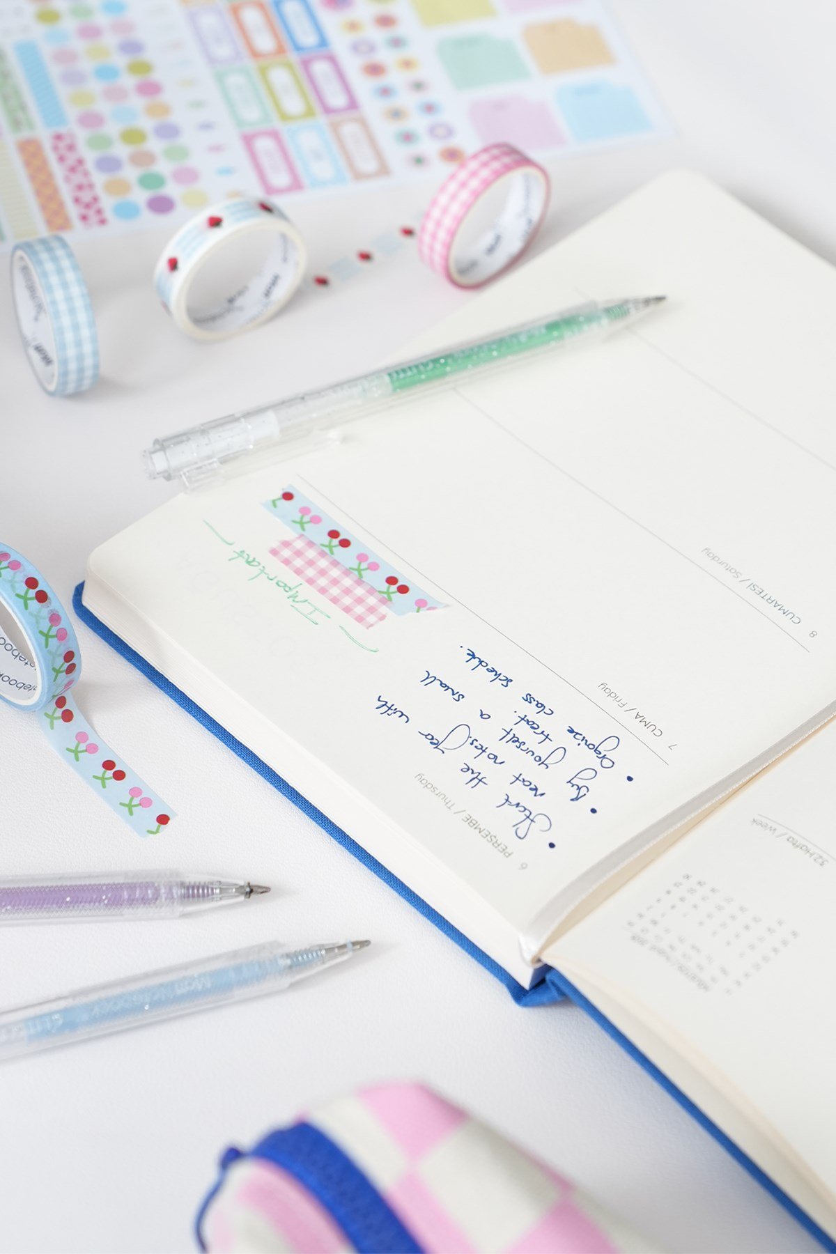 Matt Notebook 2026-2027 A5 Keten Akademik Ajanda 15x21 cm - 17 Aylık Mavi